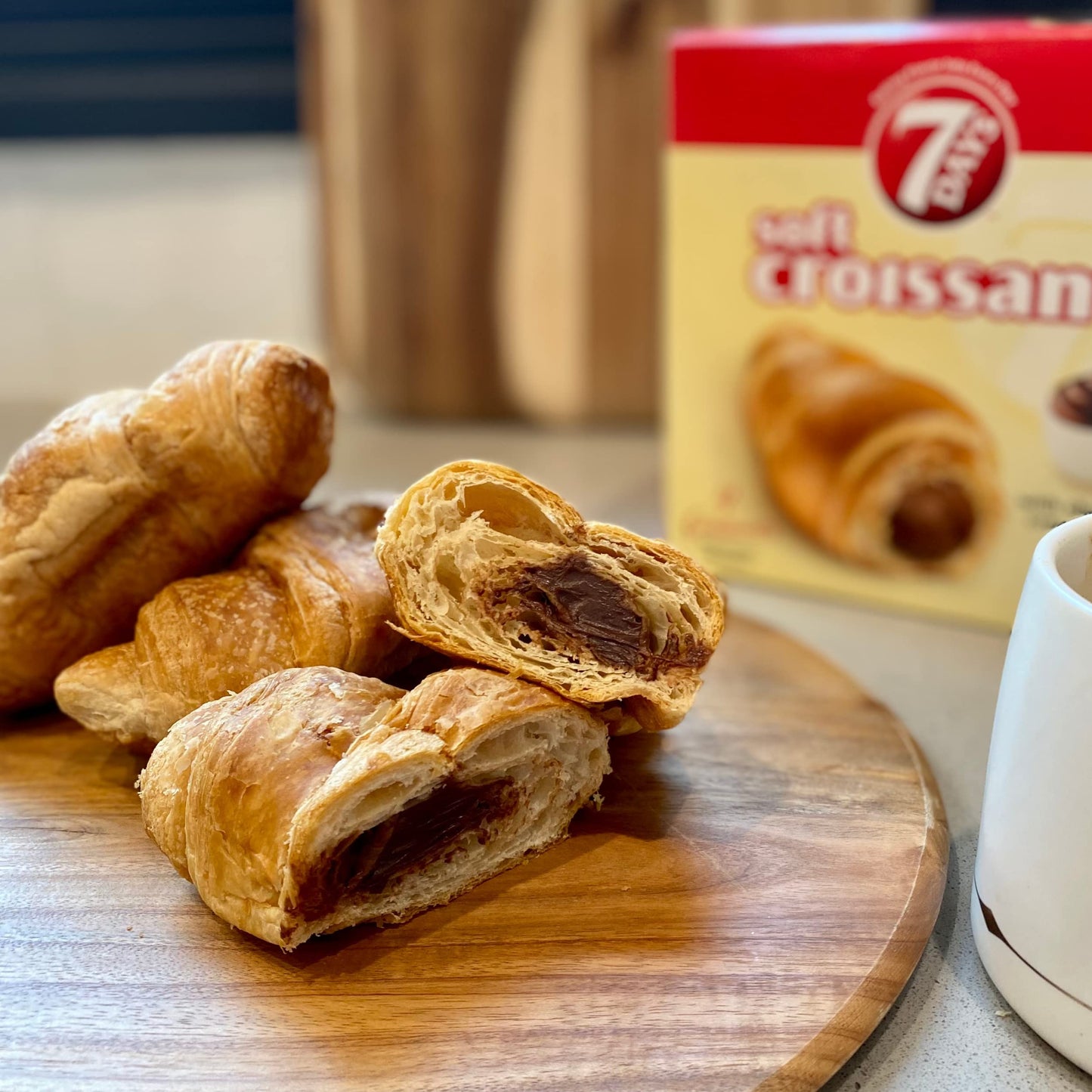 7Days Soft Croissant Variety Pack (24 Count), 6 Chocolate, 6 Vanilla, 6 Strawberry Vanilla, 6 Caramel, Breakfast Pastry, Individ