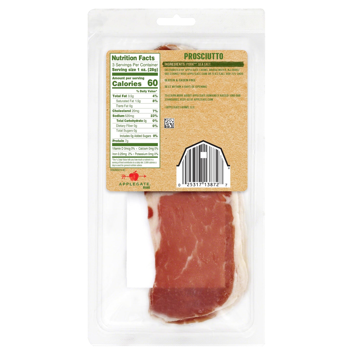 Applegate, Natural Prosciutto, 3oz