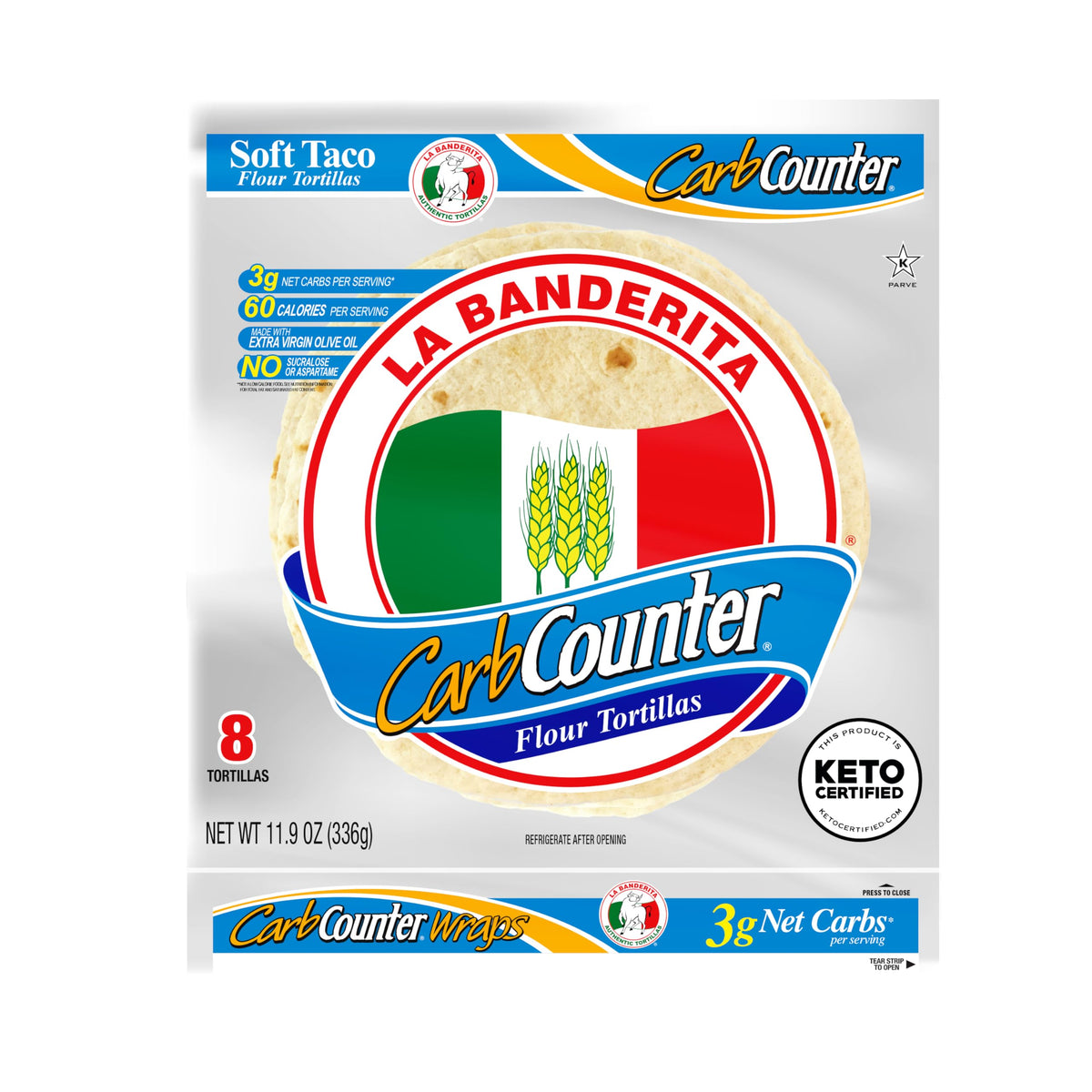 La Banderita Carb Counter Variety Pack | 4.5  & 8  Size Flour Tortillas |Carb Friendly |Keto Certified | 10.8 & 11.9 oz/e.| 14 &