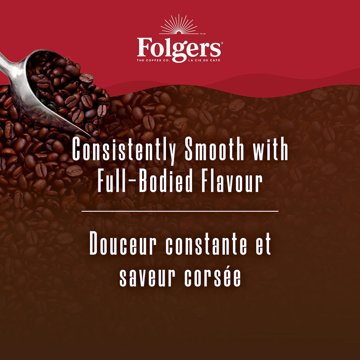 Folgers Classic Roast Medium Dark Roast, Ground Coffee, 816G Canister