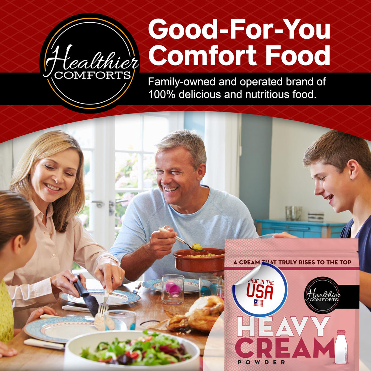 Healthier Comforts Heavy Cream Powder (72% Butterfat) | Kosher  Gluten Free  Non-GMO  Keto Friendly  Free of s &  s (rBGH or rBST) | Made in USA (12oz)