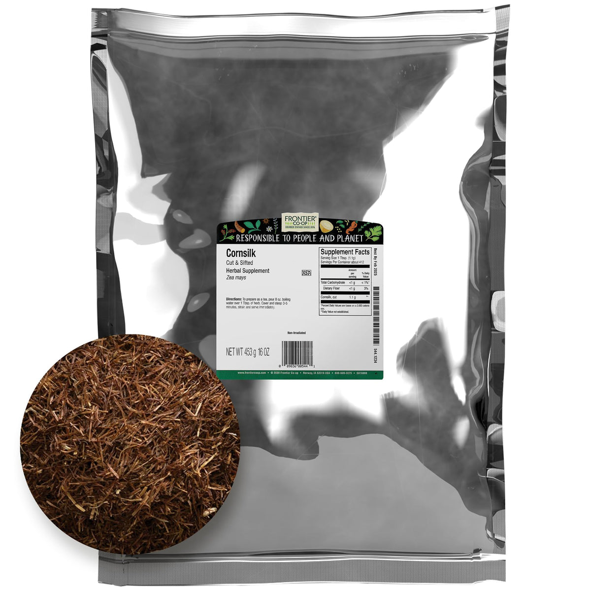 Frontier Co-Op Cornsilk, 1Lb Bulk Bag | Cut & Sifted Dried Corn Silk Husk Herb | Pure & Natural | Ideal For Cornsilk Tea, Soups,