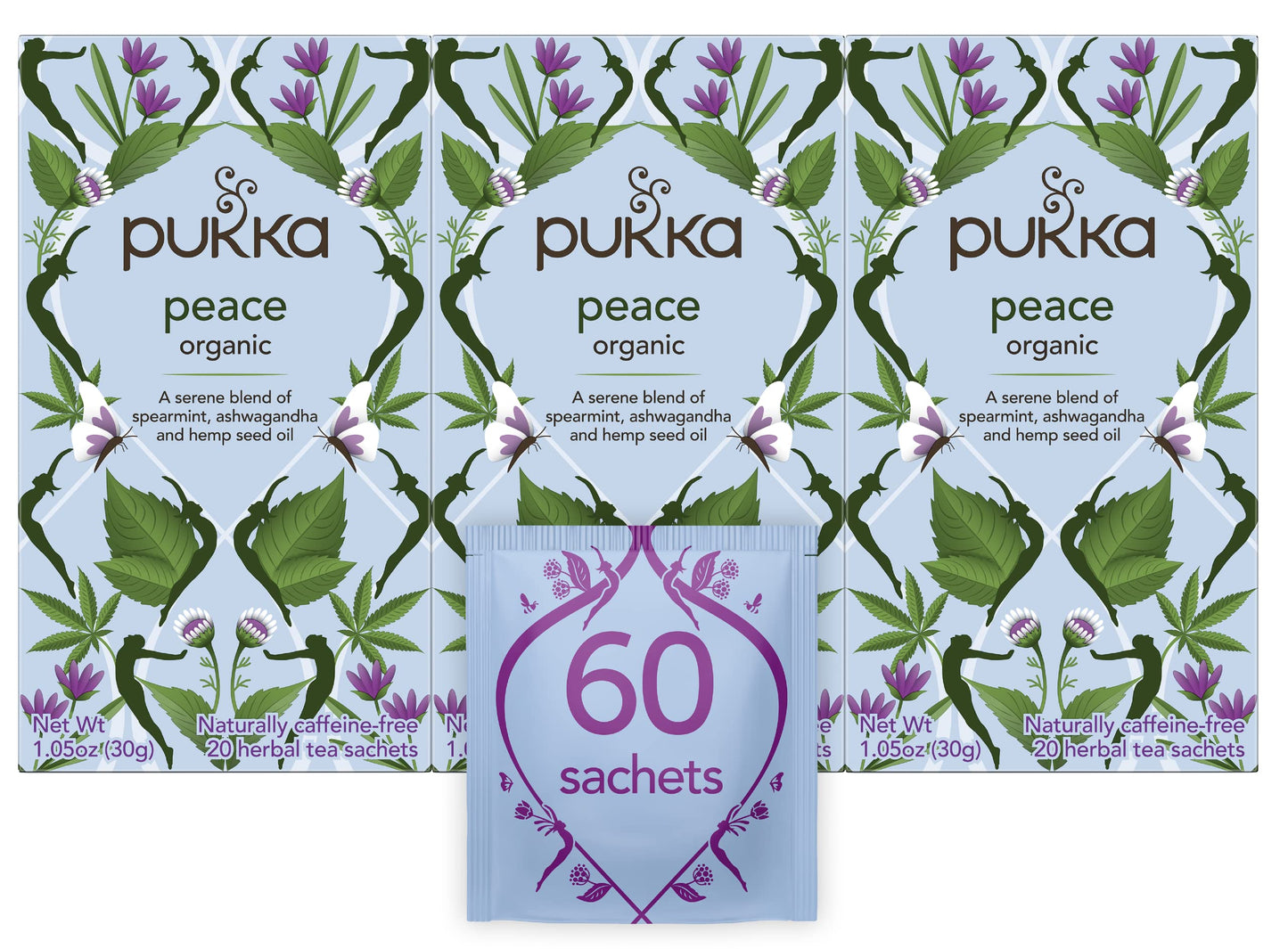 Pukka Organic Herbal Tea Bags, Spearmint & Ashwagandha, 20 Count (Pack of 3)