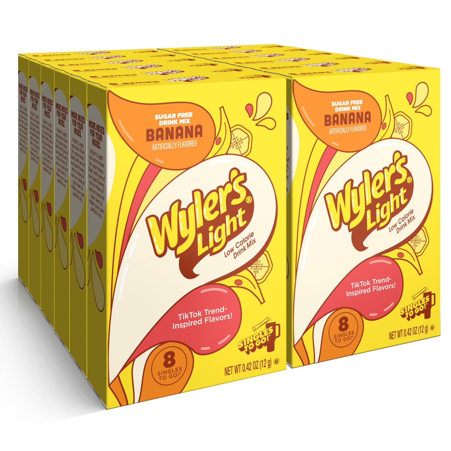 Wyler s Light Singles To Go Powder Packets, Water Drink Mix, Watertok Banana, 96 Servings, 8 Count x Pack of 12