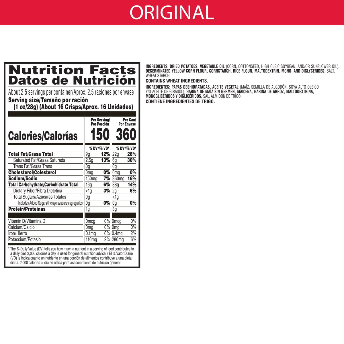 Pringles Potato Crisps Chips, Lunch Snacks, Office and Kids Snacks, Grab N Go, Original (12 Cans)