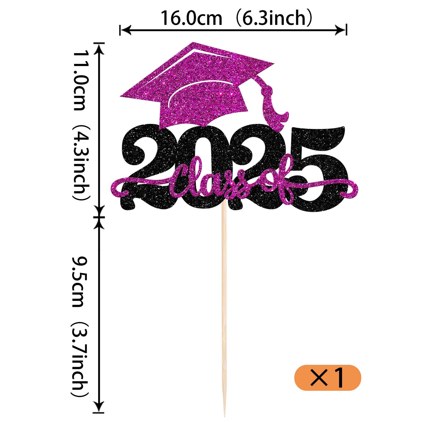 YCTHUNFISH Cake Topper Glitter Graduation Cap 2025 for High School Parties - Black Purple