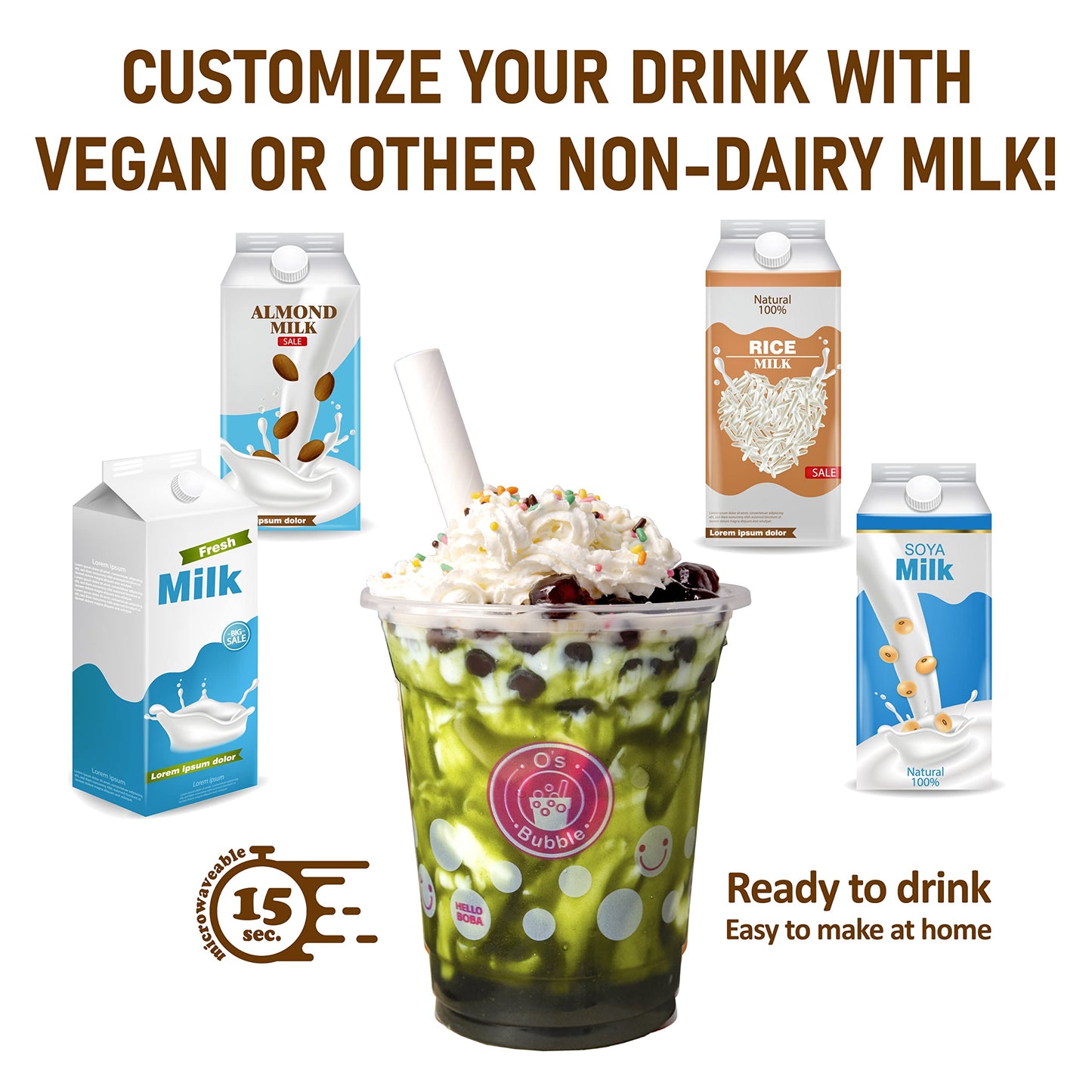 O'S Bubble Boba Tea Kit - Bubble Tea Kit - All In One Boba Kit For Boba Tea Lovers - Boba Party Kit For Boba Drinks - Boba Kit F