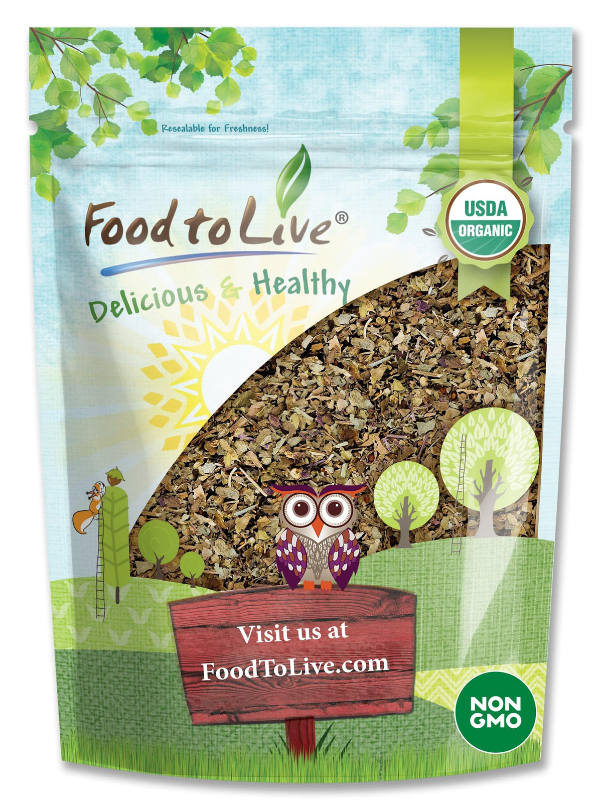 Food to Live - Organic Basil Leaves, 2 Ounces - Dried & Cut. Great for Pizzas, Pesto, Soups, Sauces, Salads and Herbal Tea. Non-