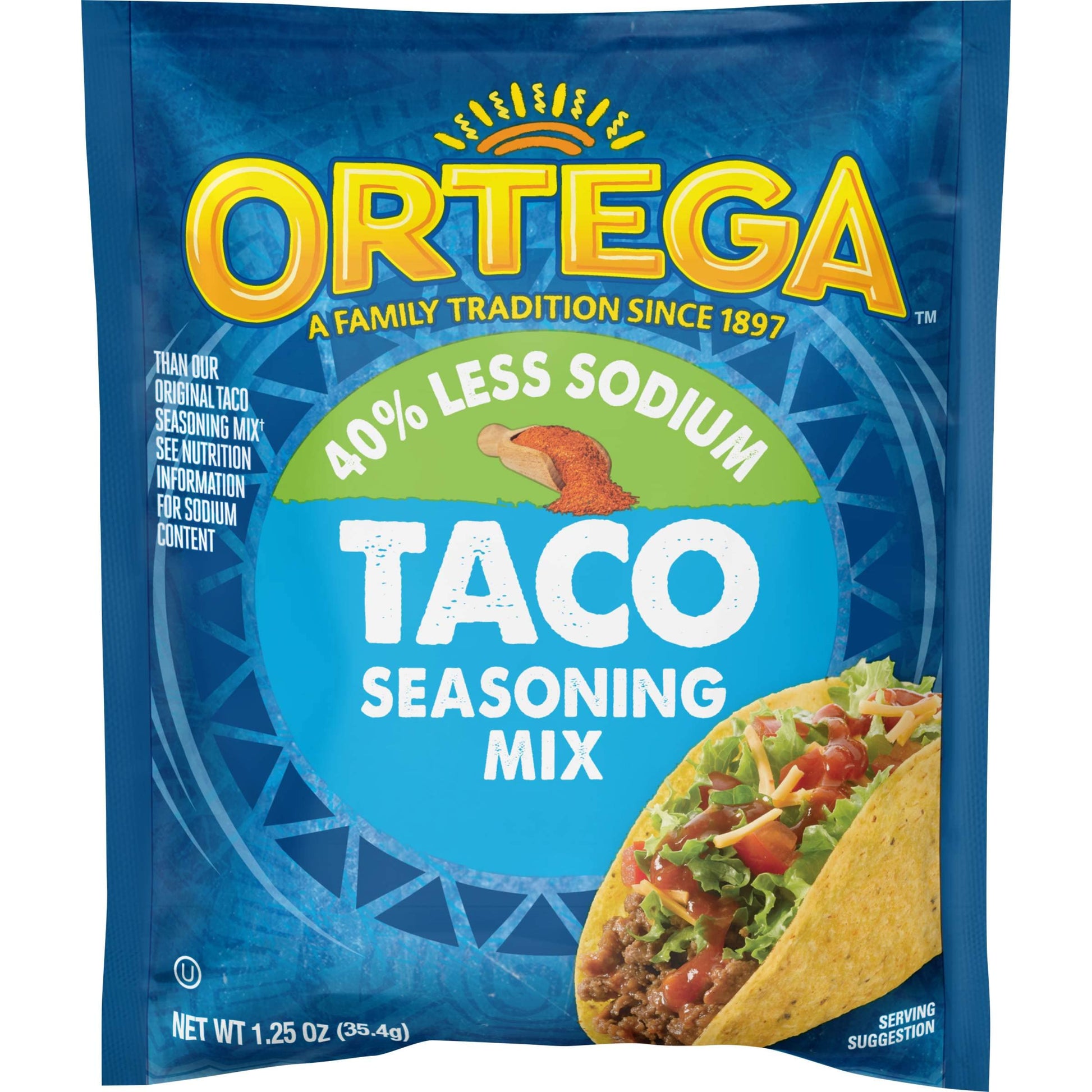 Ortega Seasoning Mix 40% Less Sodium Taco, 1.25 oz