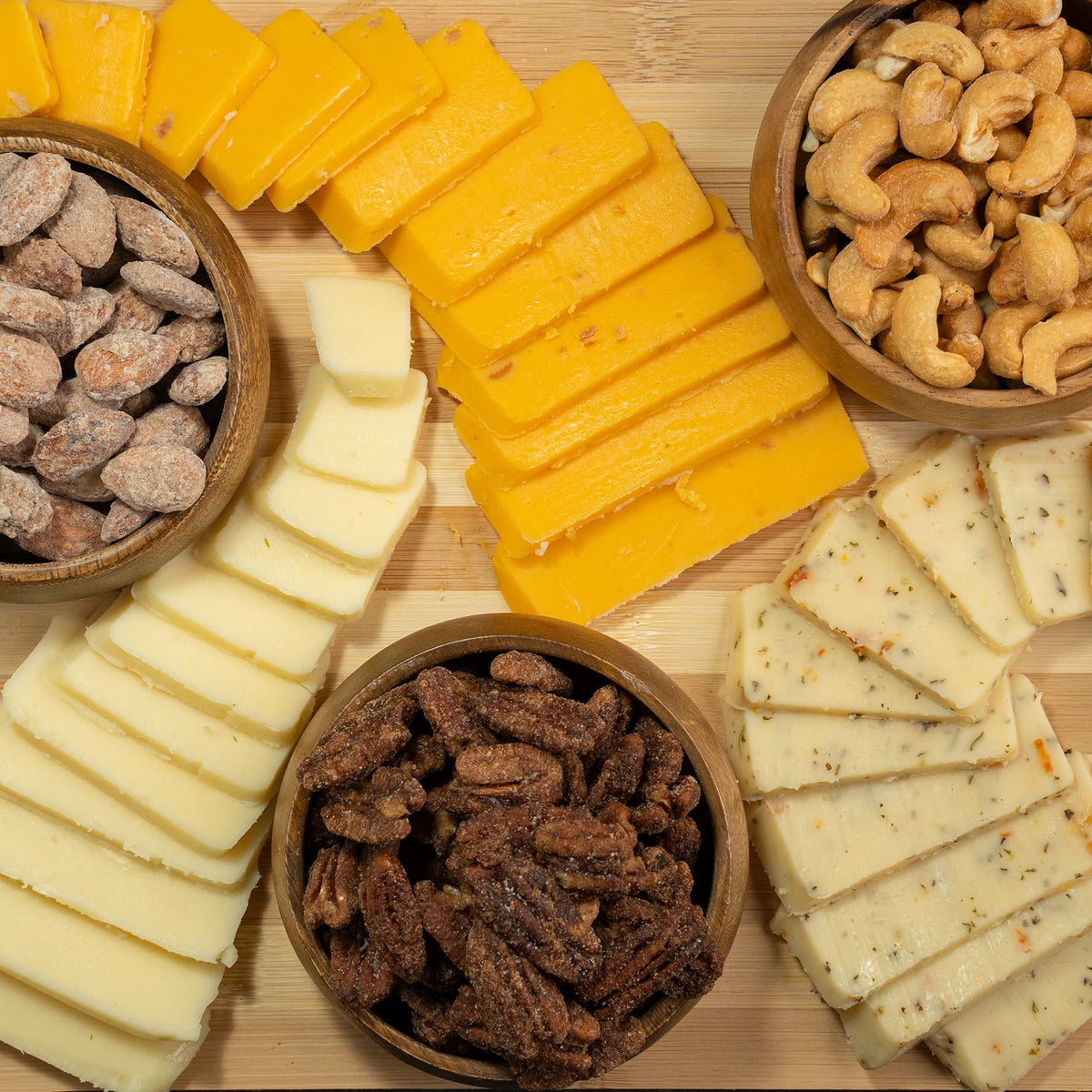 SUGAR PLUM Cheese and Nuts Gift Basket - 1.5 lbs, Includes Cashews, Almonds, Pecans, Jack and Cheddar Cheeses, Perfect for Gifting