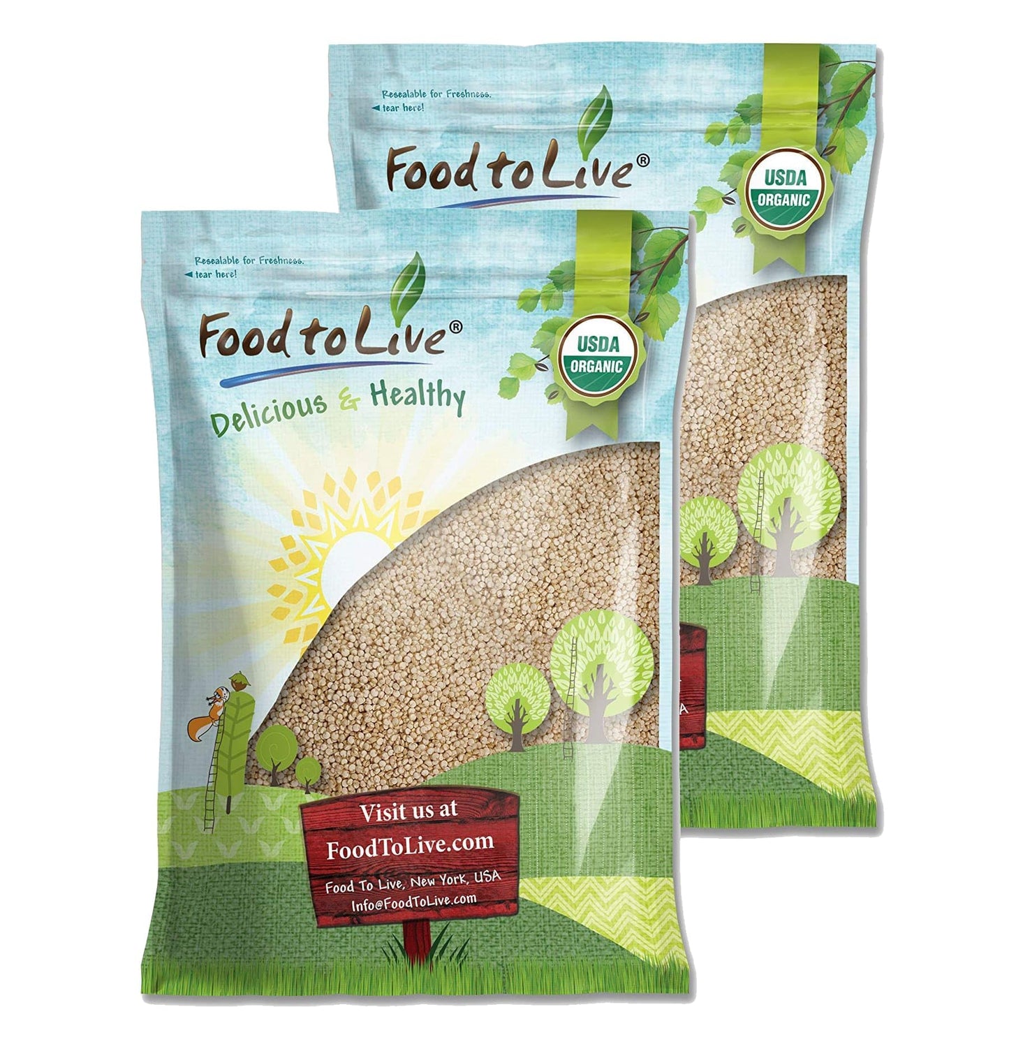 Food to Live Organic Royal White Quinoa, 20 Pounds - Whole Grain, Non-GMO, Kosher, Raw, Vegan, Sirtfood, Bulk