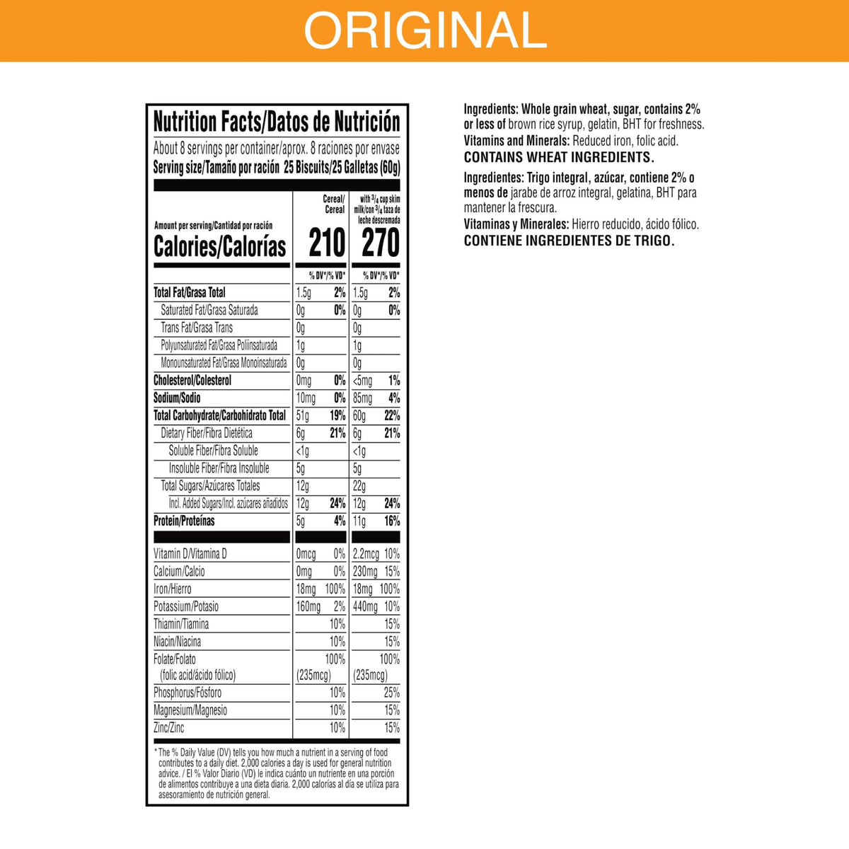 Kellogg'S Frosted Mini-Wheats Cold Breakfast Cereal, High-Fiber, Whole Grain, Original, 18Oz Box (1 Box)