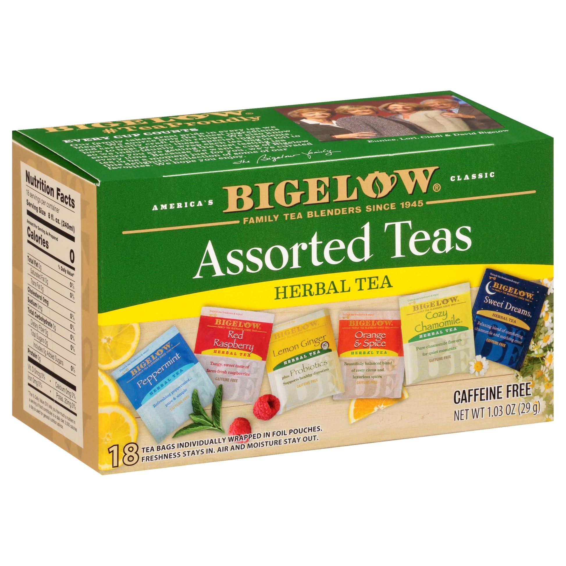 Bigelow Tea Assorted Herbal Tea Variety, Caffeine Free, 18 Count Box (Pack of 6), Total 108 Tea Bags