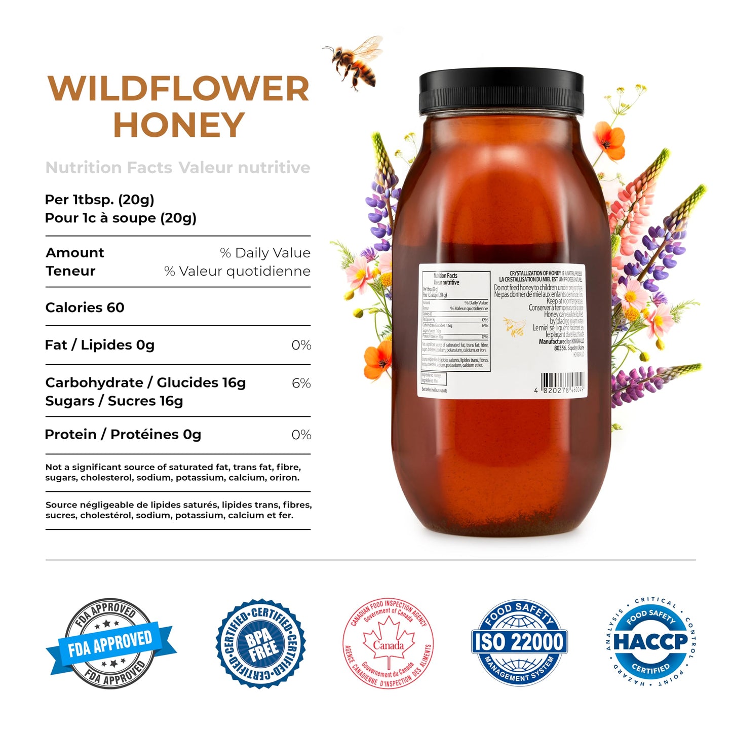 HONIGMA Marma Wildflower Honey | 100% Pure, Unfiltered | 1000g (35.2oz)