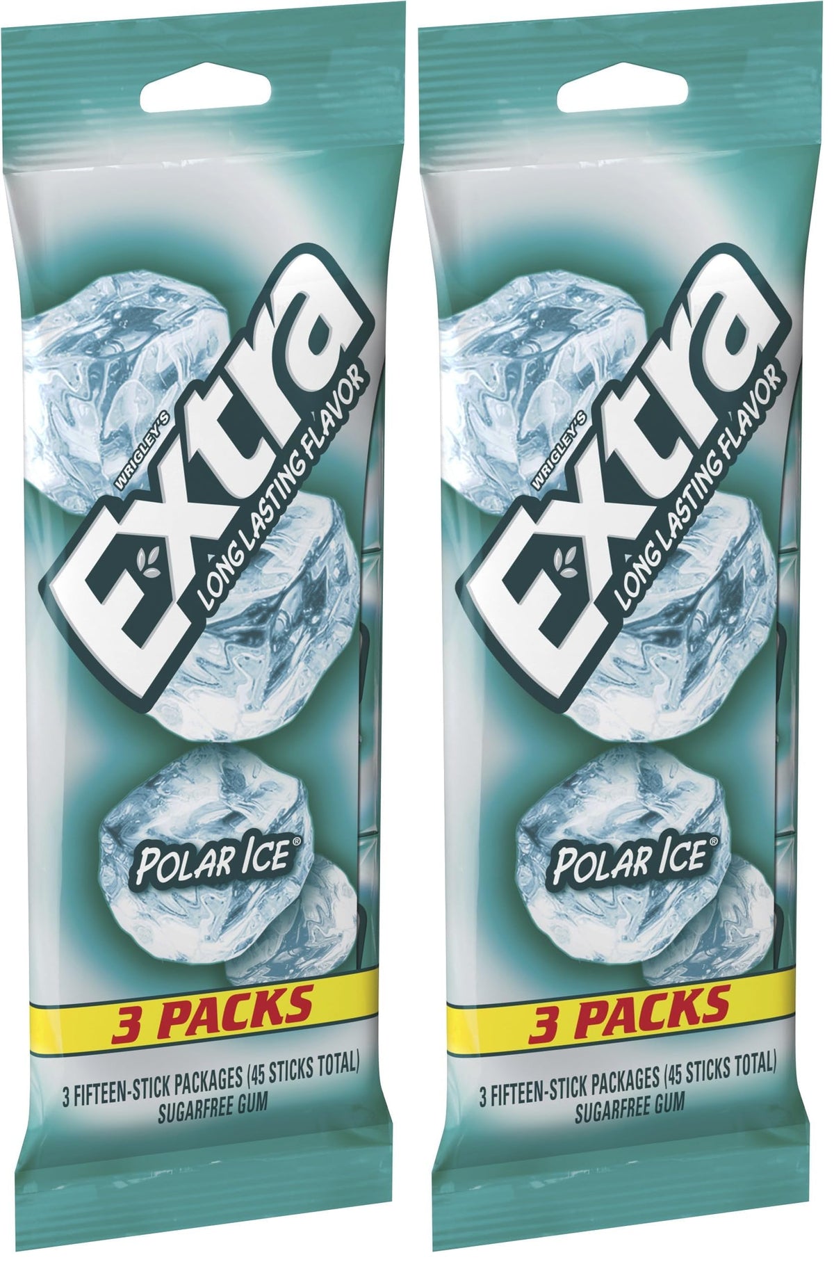 Extra, Polar Ice Sugarfree Gum, 45 ct (Pack of 2)