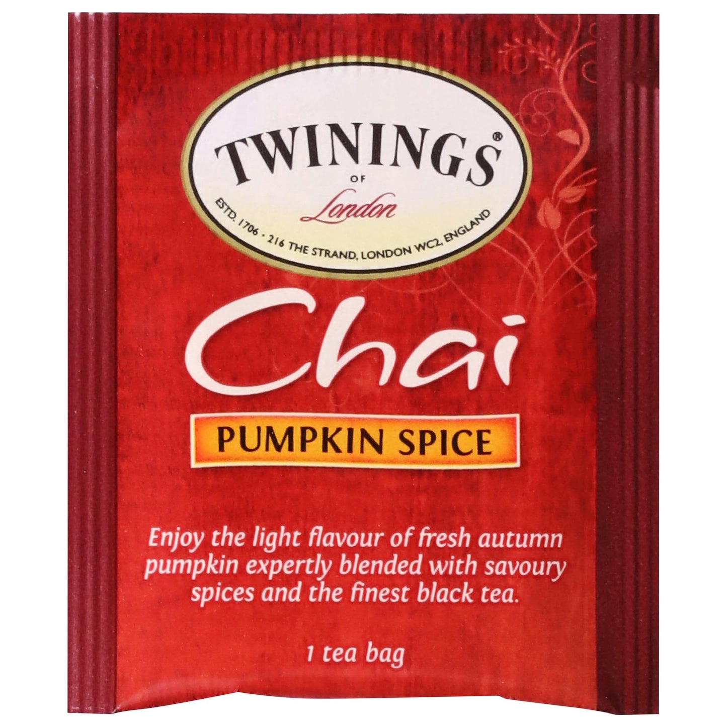 Twinings Pumpkin Spice Chai Black Tea Individually Wrapped Bags, 20 Count (Pack of 6), Warm, Spicy & Aromatic, Caffeinated, Enjo