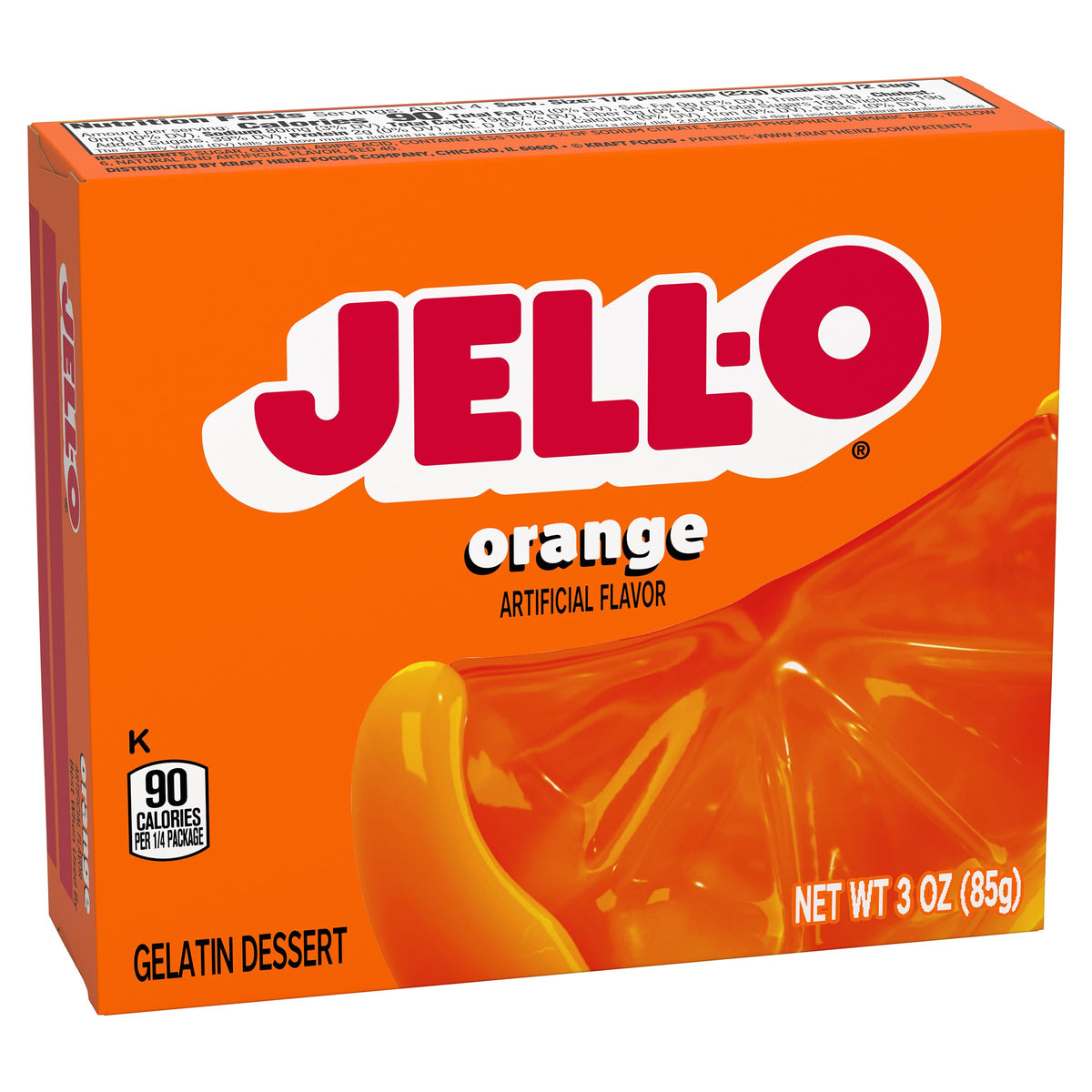 Jell-O Orange Gelatin Dessert 3 Ounce Boxes (Pack of 4)