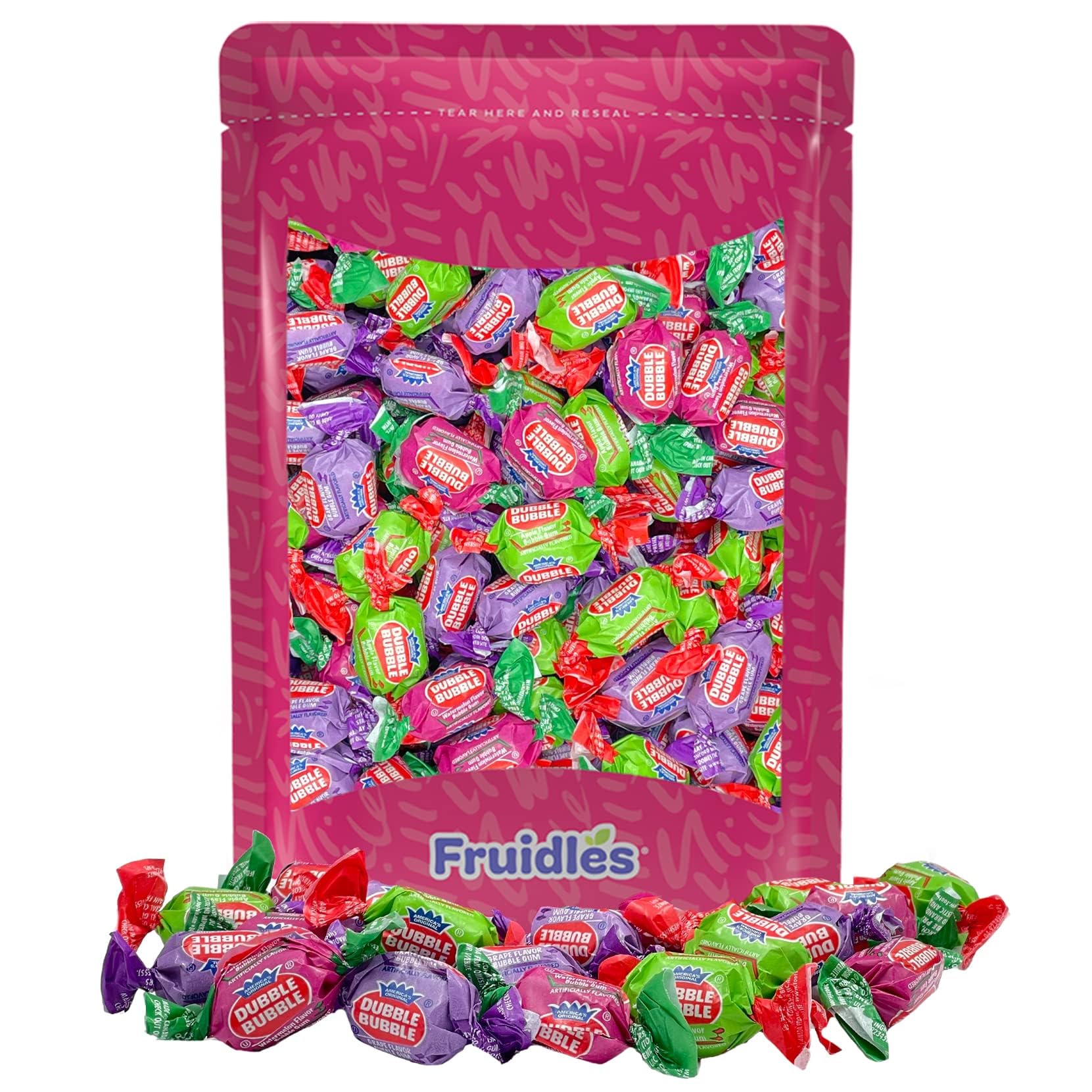 Dubble Bubble Chewing Gum Balls Fruit Flavored Original & Mixed Fruit, Candy Buffet Treats, Kosher Certified Parve, Individually