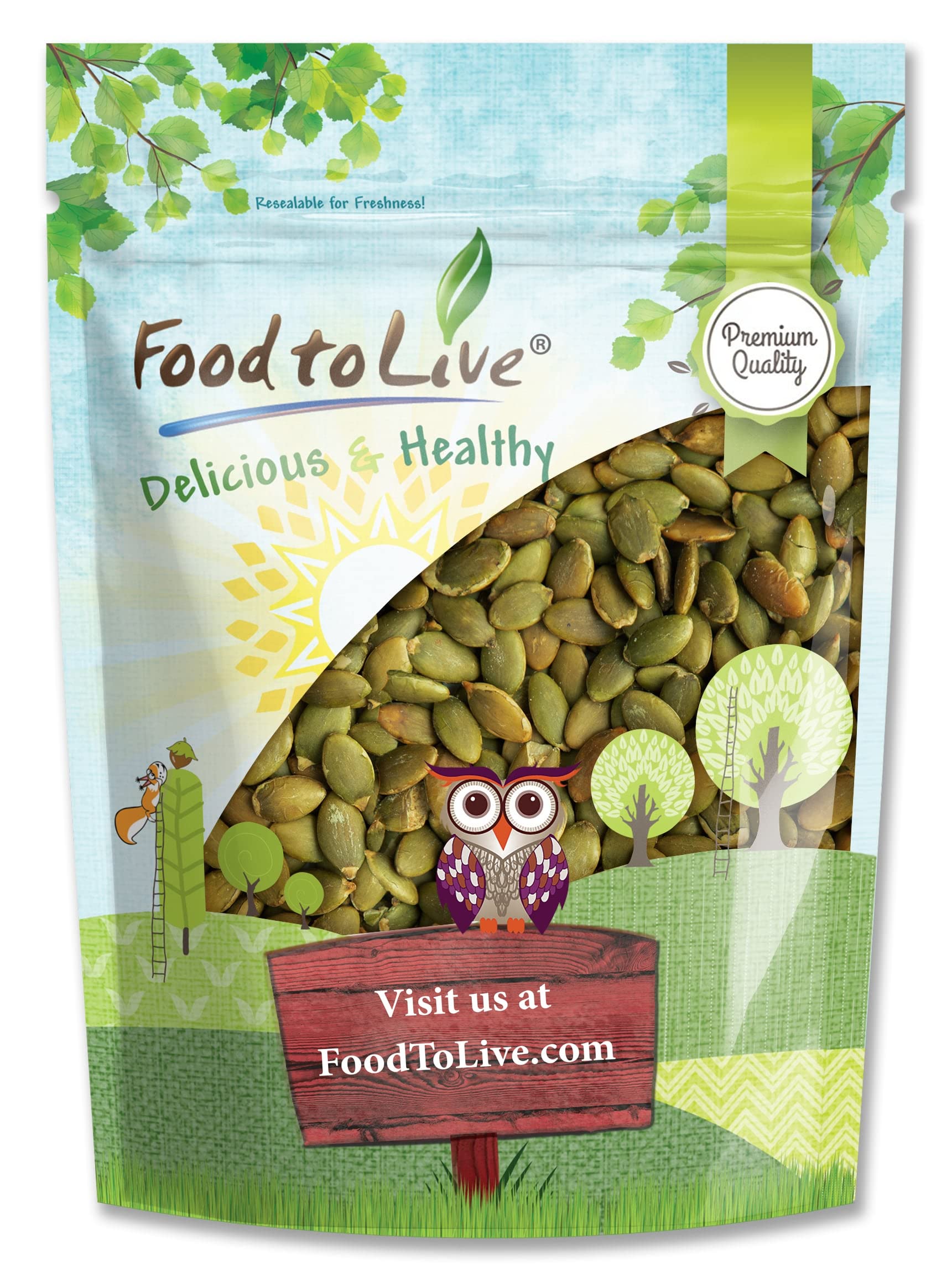 Food To Live Dry Roasted Pumpkin Seed Kernels, 1 Pound Unsalted, Oven Roasted Whole Pepitas, No Oil Added, Shelled, Vegan, Kosher, Keto-Friendly. Low In Carbs. High In Protein. Great For Snacking