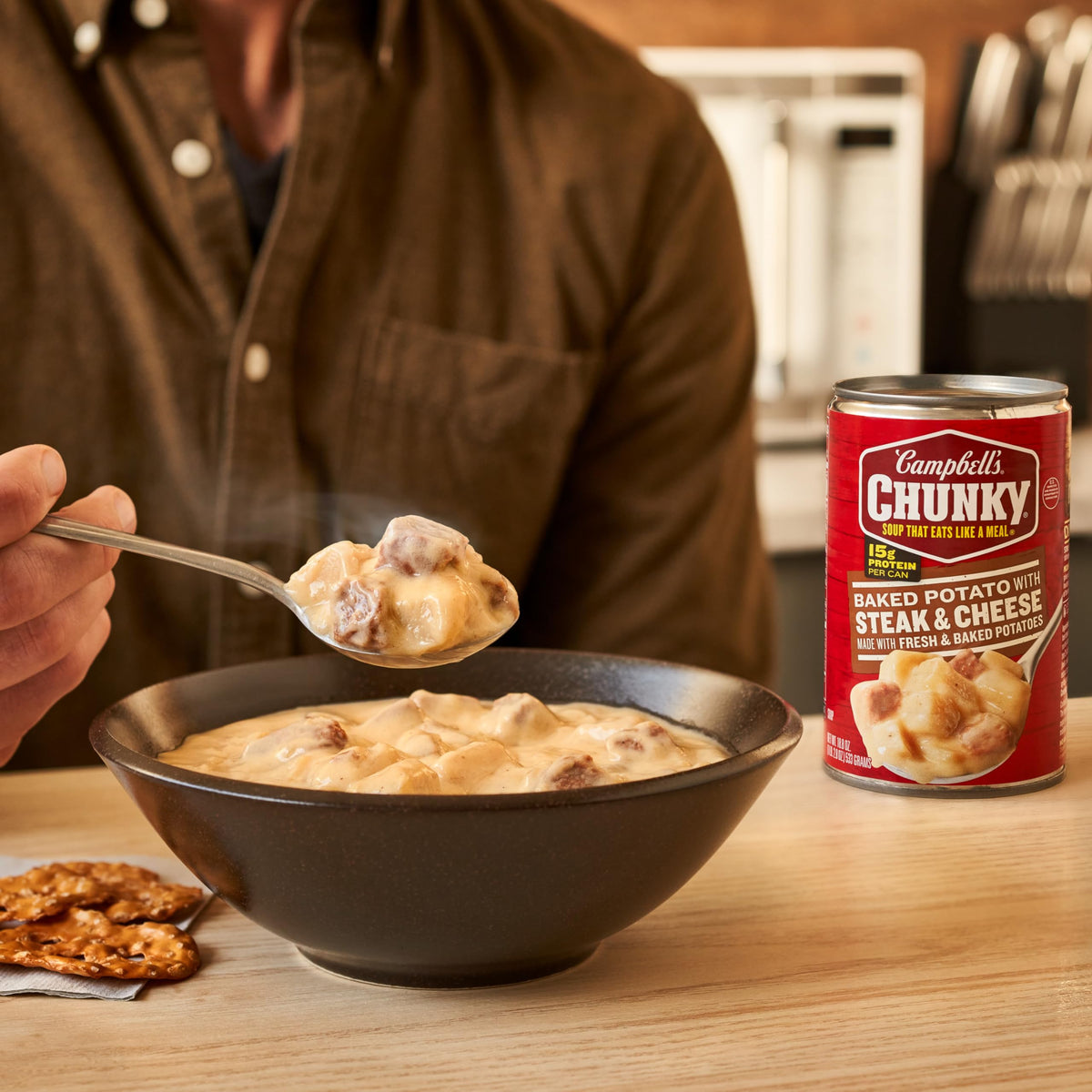 Campbells Chunky Baked Potato with Steak and Cheese Soup, 18.8 oz. Can
