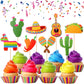 32 Pcs Mexican Fiesta Cupcake Toppers Assembled Cactus Donkey Maraca Sombrero Guitar Cupcake Picks Mexican Fiesta Theme Baby Sho
