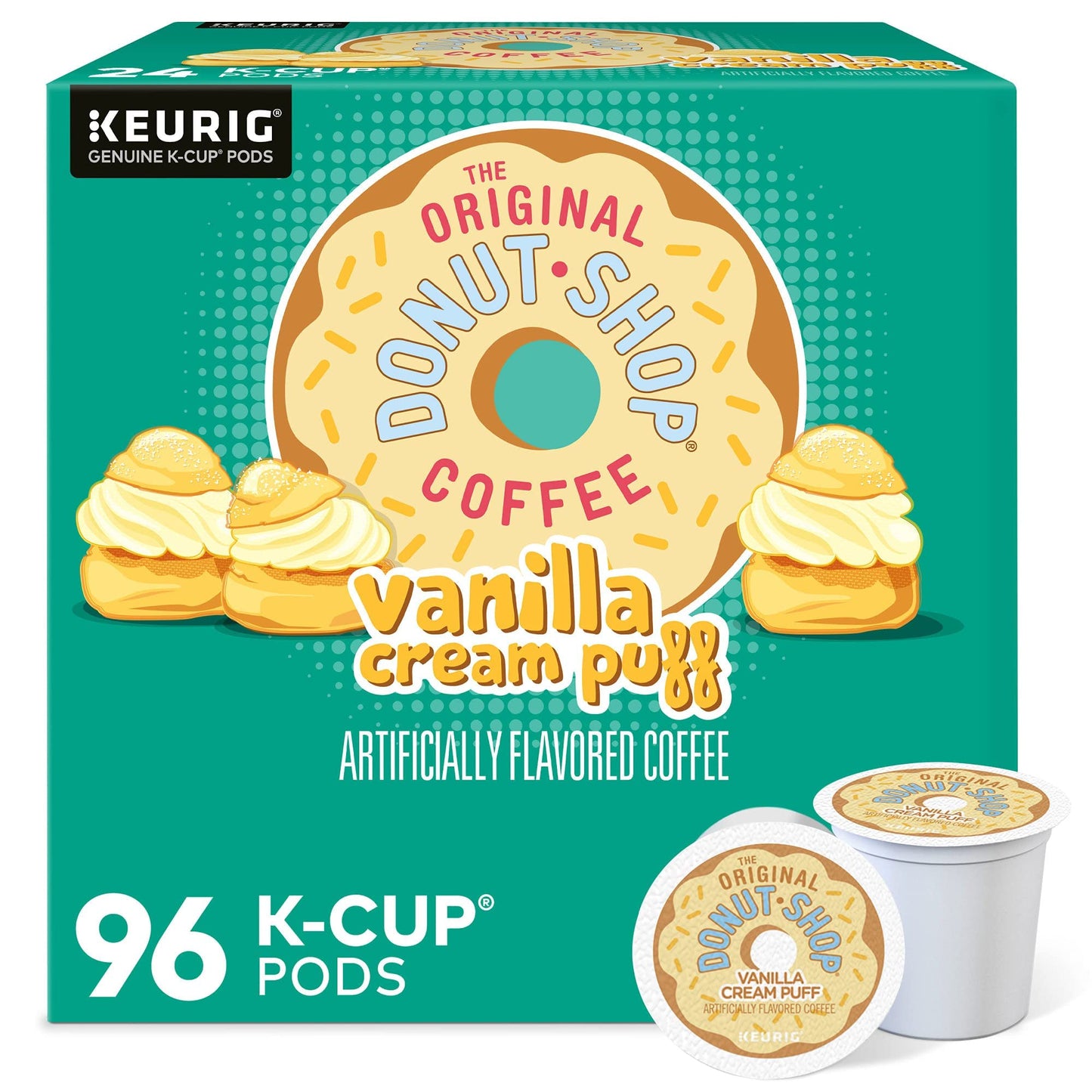 The Original Donut Shop Vanilla Cream Puff Coffee, Keurig Single Serve K-Cup Pods, Medium Roast, 96 Count