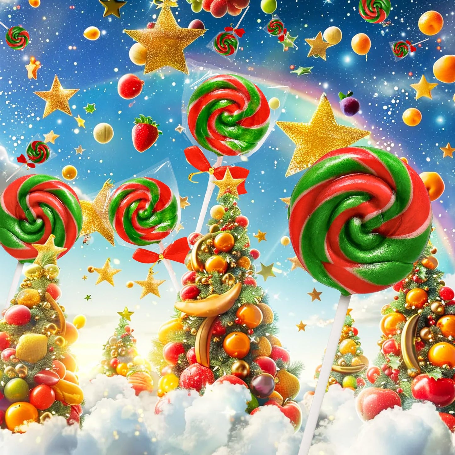 32 Pack Red-And-Green Twisty & Swirl Lollipops With Red Ribbon Bow, Lollipops Swirl Candy Individually Wrapped Bulk, Candy Lollipop Suckers For Christmas Stocking Stuffer & Candy Gifts