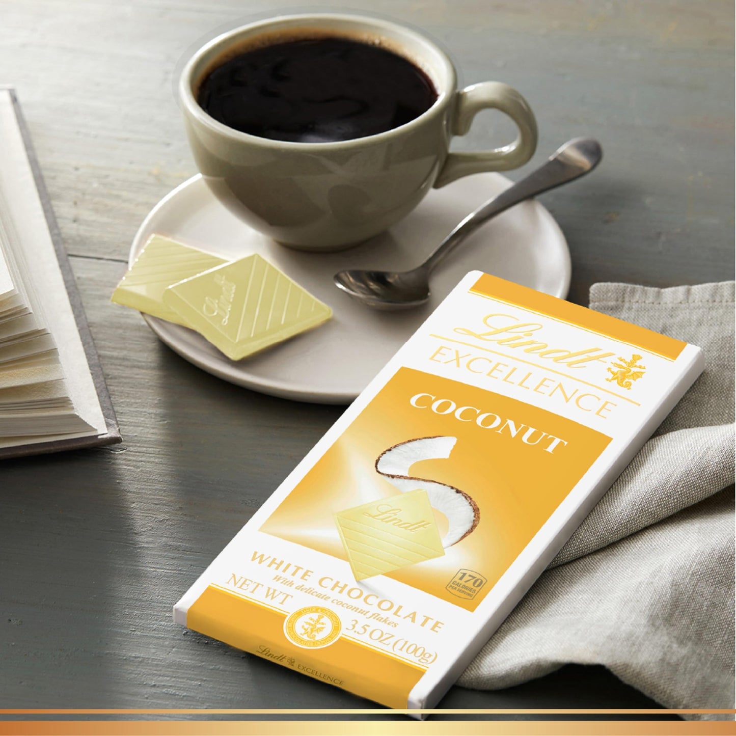 Lindt EXCELLENCE Coconut White Chocolate Bar, 3.5 oz (12 Pack)