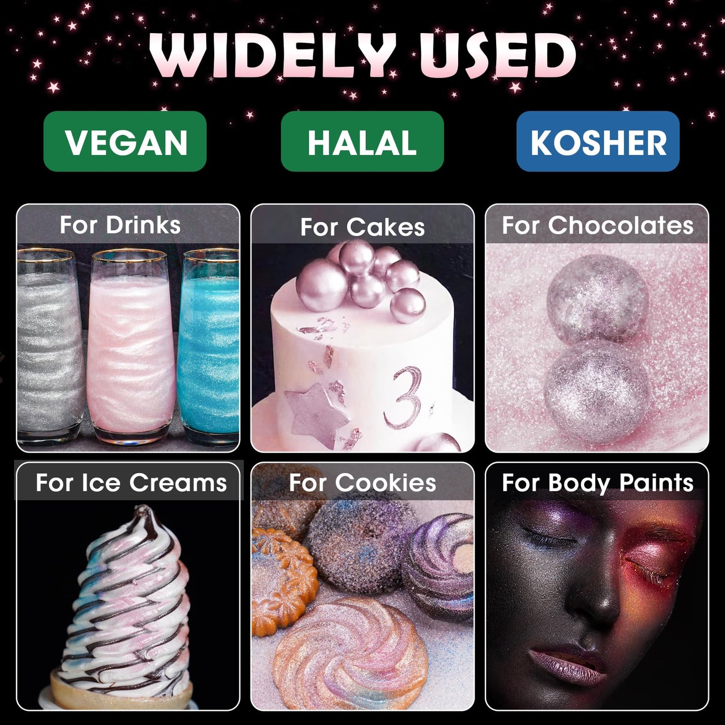 NiHome Edible Glitter Powder, Light Pink, 5g/0.18oz, Food Decorating Sprinkle for Cakes, Desserts, and Beverages
