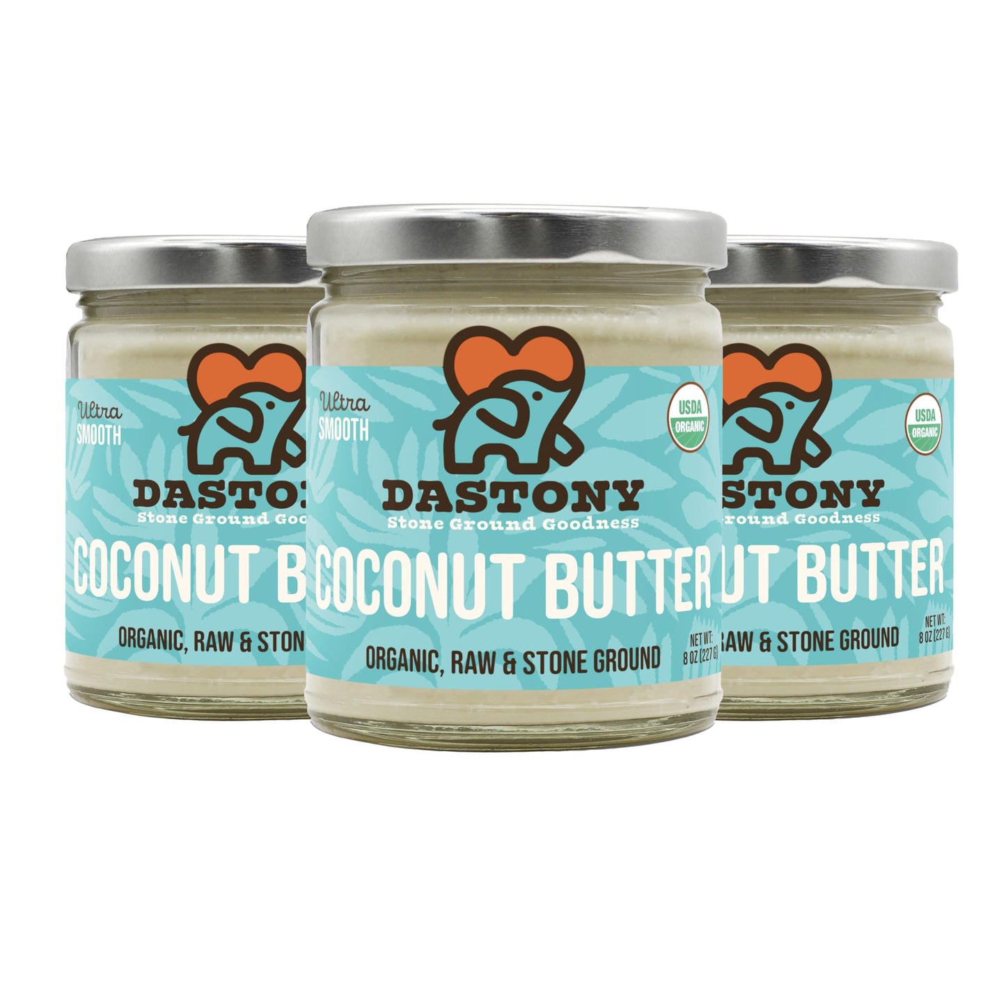 Dastony Organic Raw Coconut Butter, Vegan, Gluten-Free, 8 oz, Pack of 3