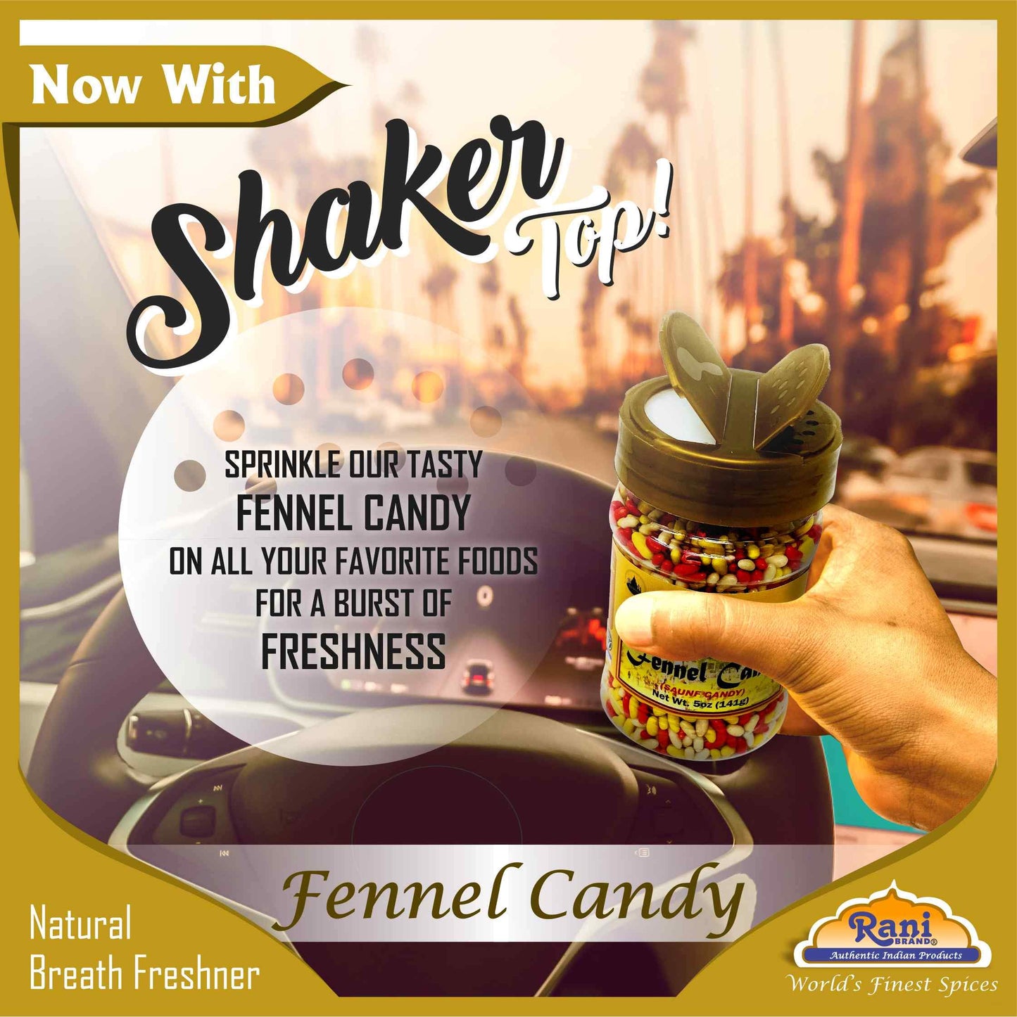 Rani Sugar Coated Fennel Candy 5Oz (141G) Pet Jar ~ Indian After Meal Digestive Treat | Vegan | Gluten Friendly | Non-Gmo | Indian Origin
