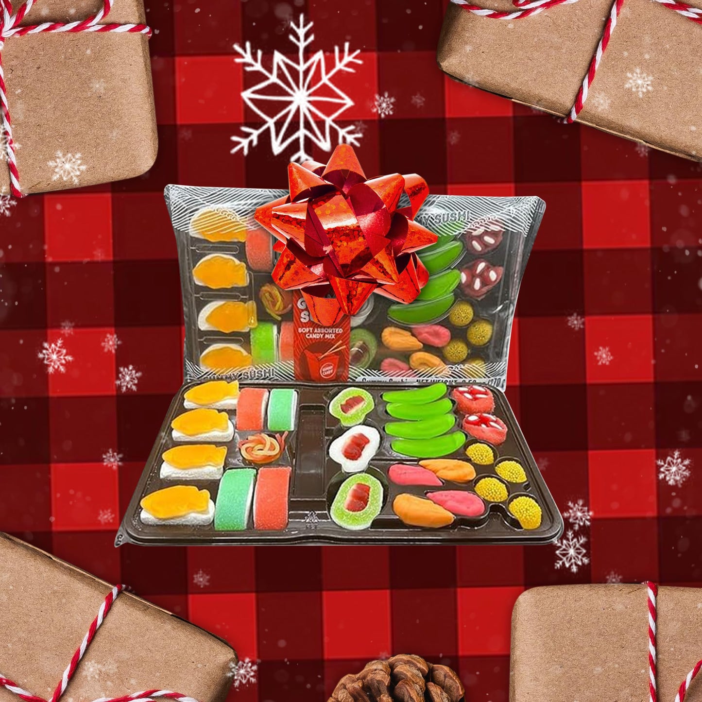 Raindrops - Gummy Candy Large Sushi Bento Box - Yummy Gummy Food Looks Just Like a Sushi - Mens Stocking Stuffer Ideas - (9.5 o