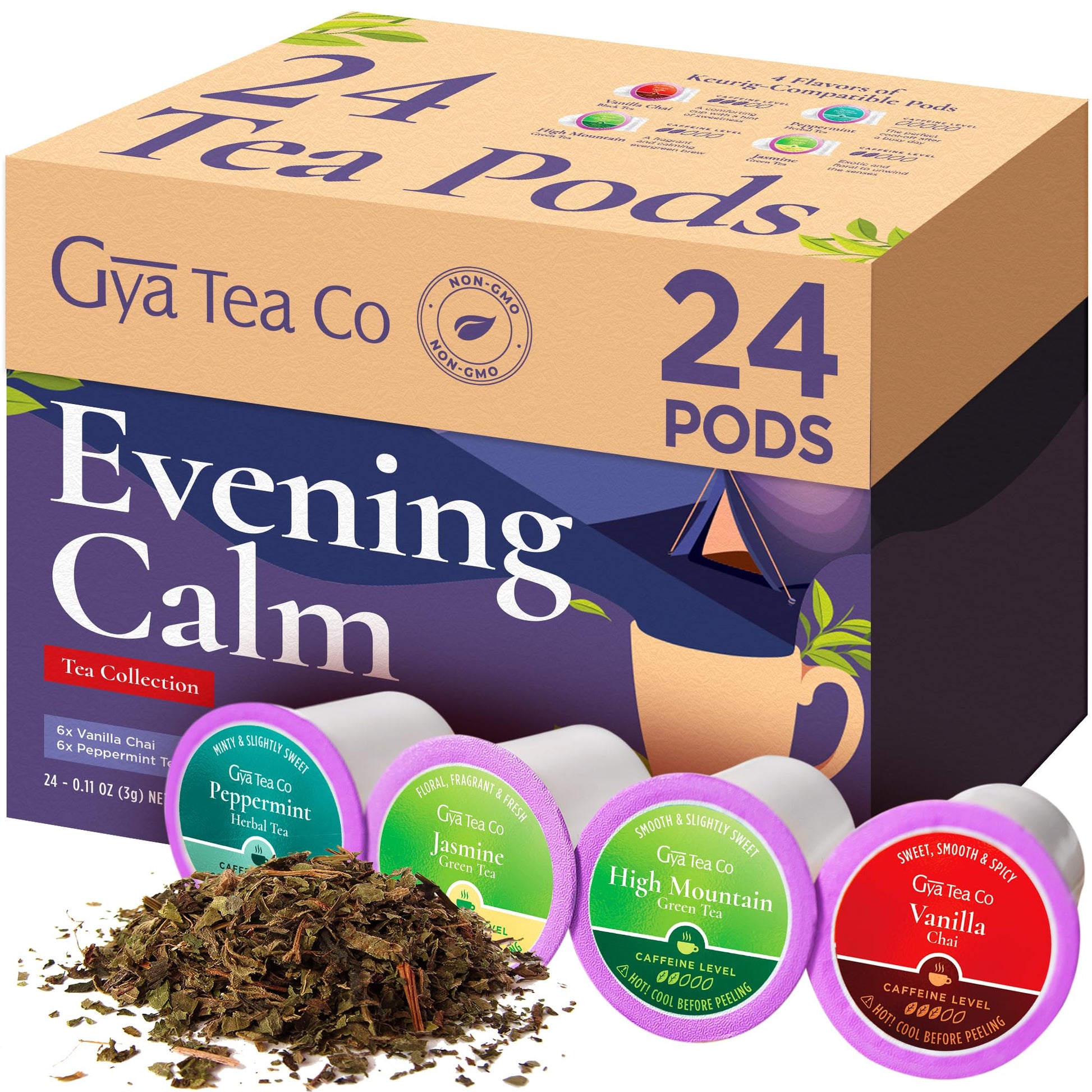 Gya Tea Co Evening Calm Tea Pod Collection Gift Set - Assorted Flavors, 24 Count