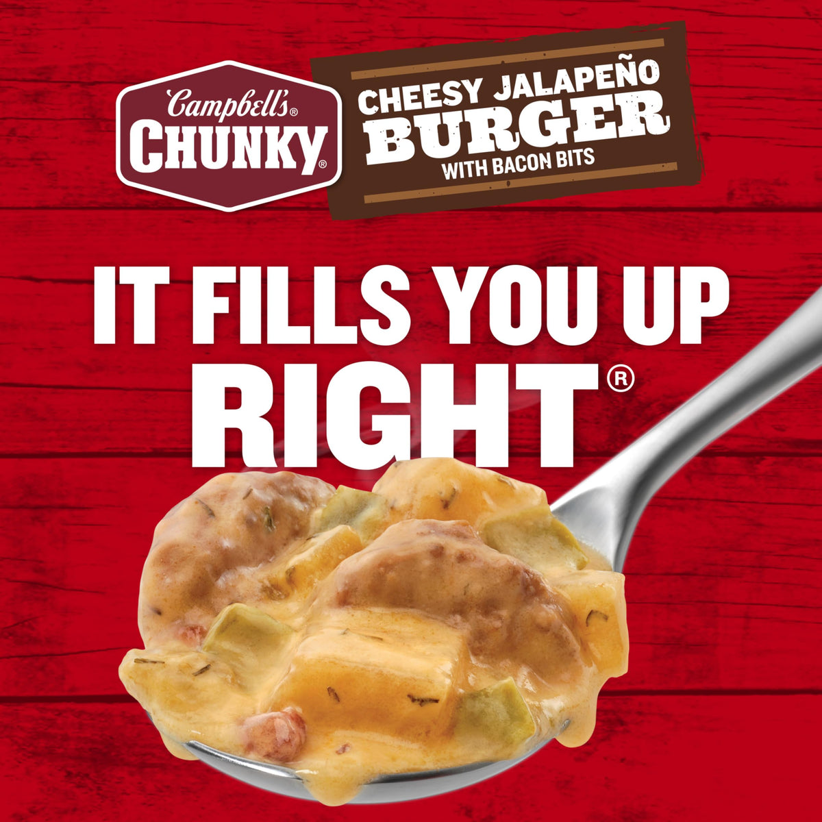 Campbells Chunky Soup, Cheesy Jalapeo Burger with Bacon Bits, 18.8 oz Can (Pack of 12)