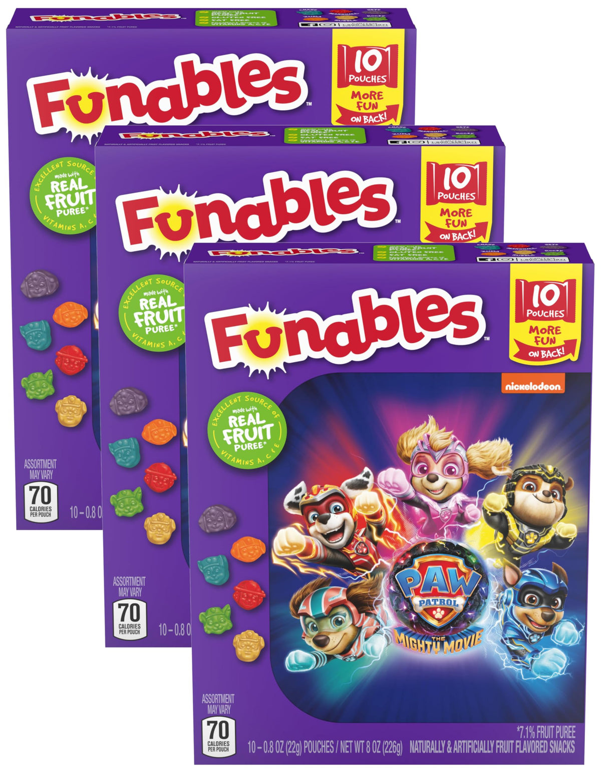 Funables Fruit Snacks, Paw Patrol Shaped Fruit Flavored Snacks, 0.8 Ounce Pouches (Pack of 30)