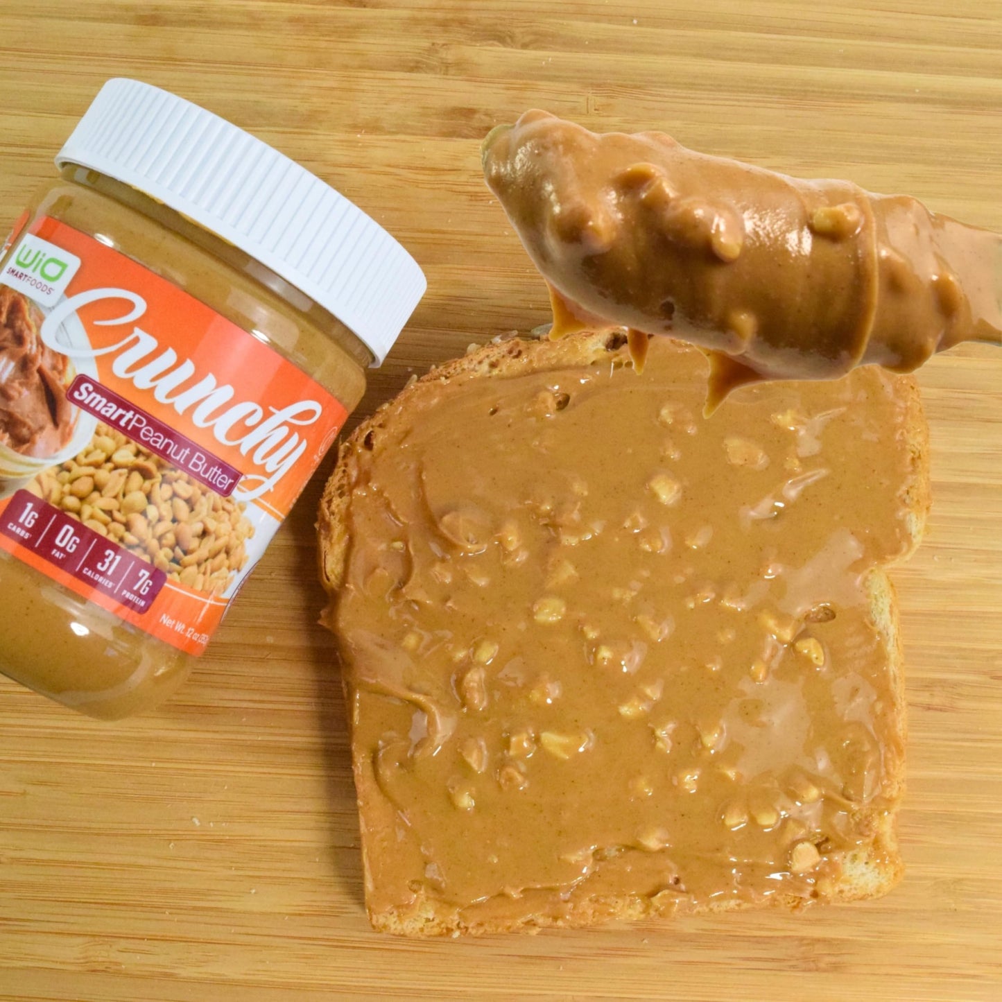 WiO SmartFoods Peanut Butter, 48-Oz, Healthy Crunchy, Low-Carb, Fat-Free, Keto-Friendly, Spread, Perfect for Toast, Sandwiches,