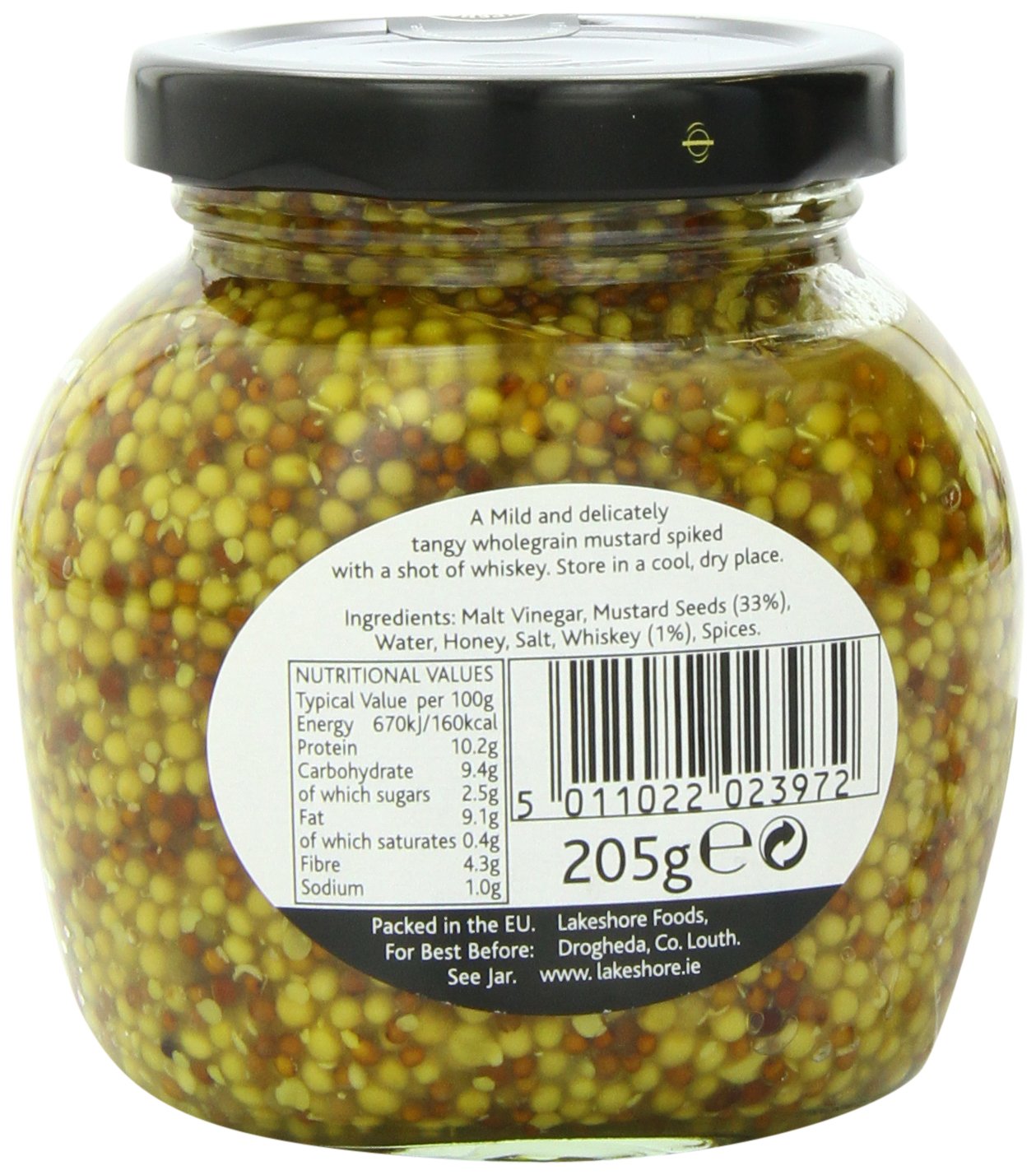 Lakeshore Wholegrain Mustard with Irish spirit-inspired flavor, 7.2 Ounce, Pack of 1