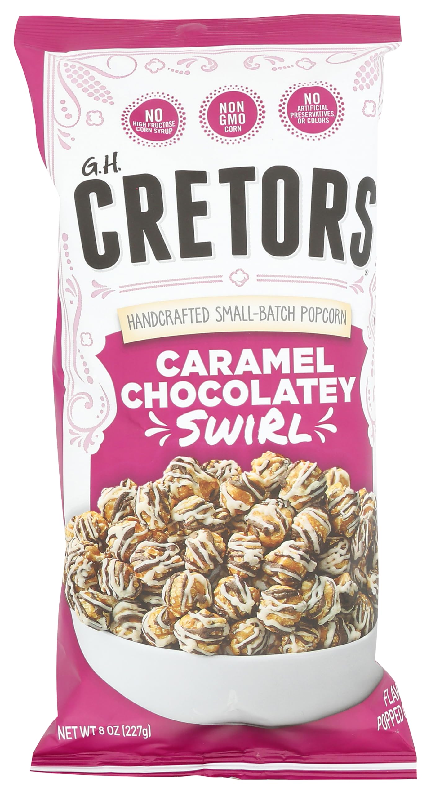 G.H. Cretors Handcrafted Small-Batch Popcorn Caramel Chocolatey Swirl 8.0 oz