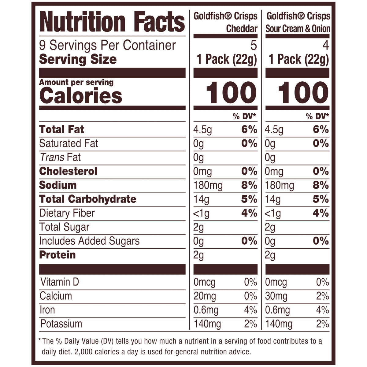Goldfish Crisps Baked Chip Crackers Variety Pack, 0.8 Oz Snack Packs, 9 Pk