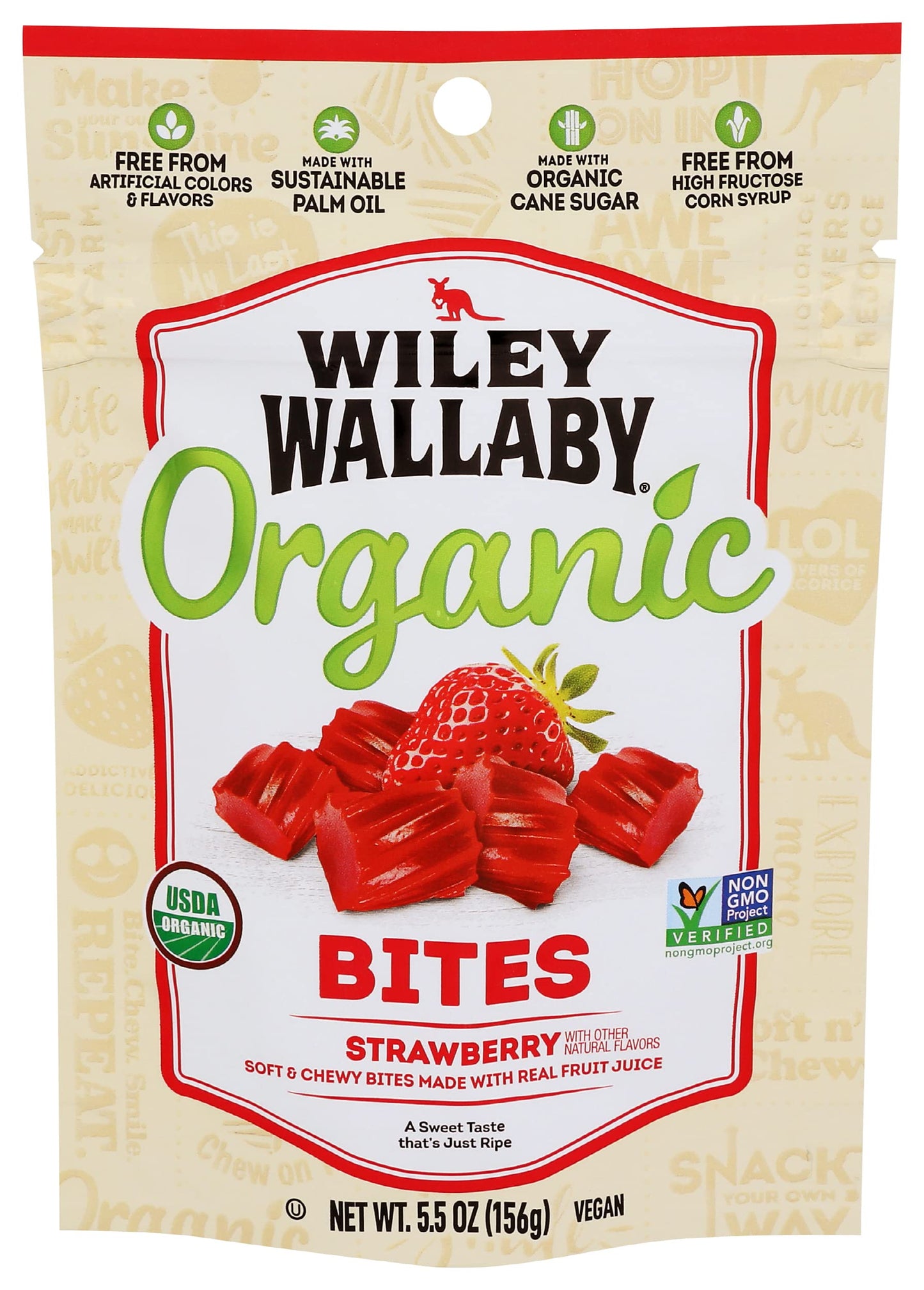 Wiley Wallaby Organic Strawberry Licorice Bites, 55 Oz