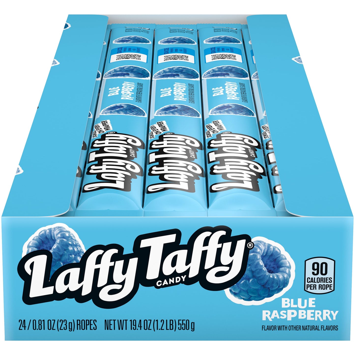 Blue Raspberry Taffy Rope Candy, 24 Pack, Taffy Candy, Individually Wrapped, 0.81 Ounce Ropes