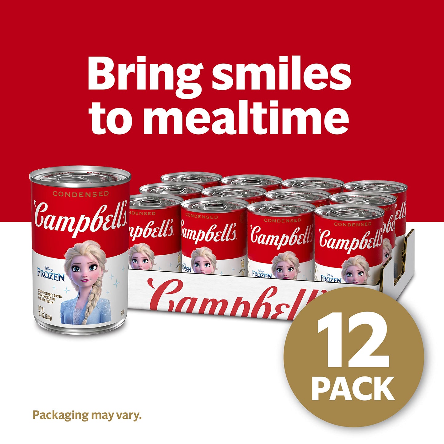Campbells Condensed Kids Soup, Disney Frozen Souper Shapes Pasta With Chicken in Chicken Broth, 10.5 oz Can (12 Pack)