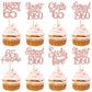 24PCS Rose Gold Happy 65th Birthday Cupcake Toppers Sixty Five Straight Outta 1960 Cupcake Picks Cheers to 65 Lengend Since 1960