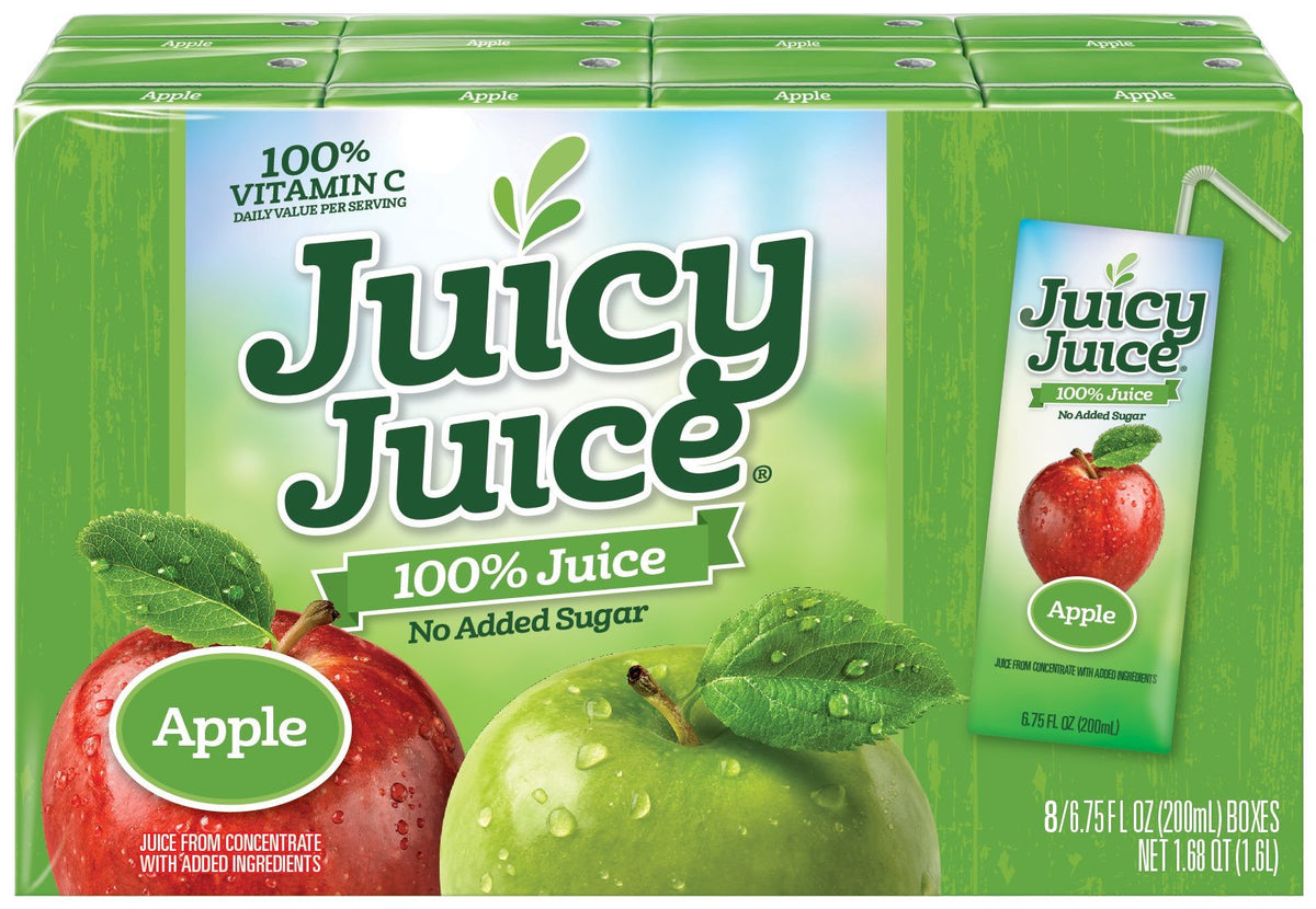 Juicy Juice Slim 8 Pack, Apple, 6.75 Ounce Boxes (Pack of 4)
