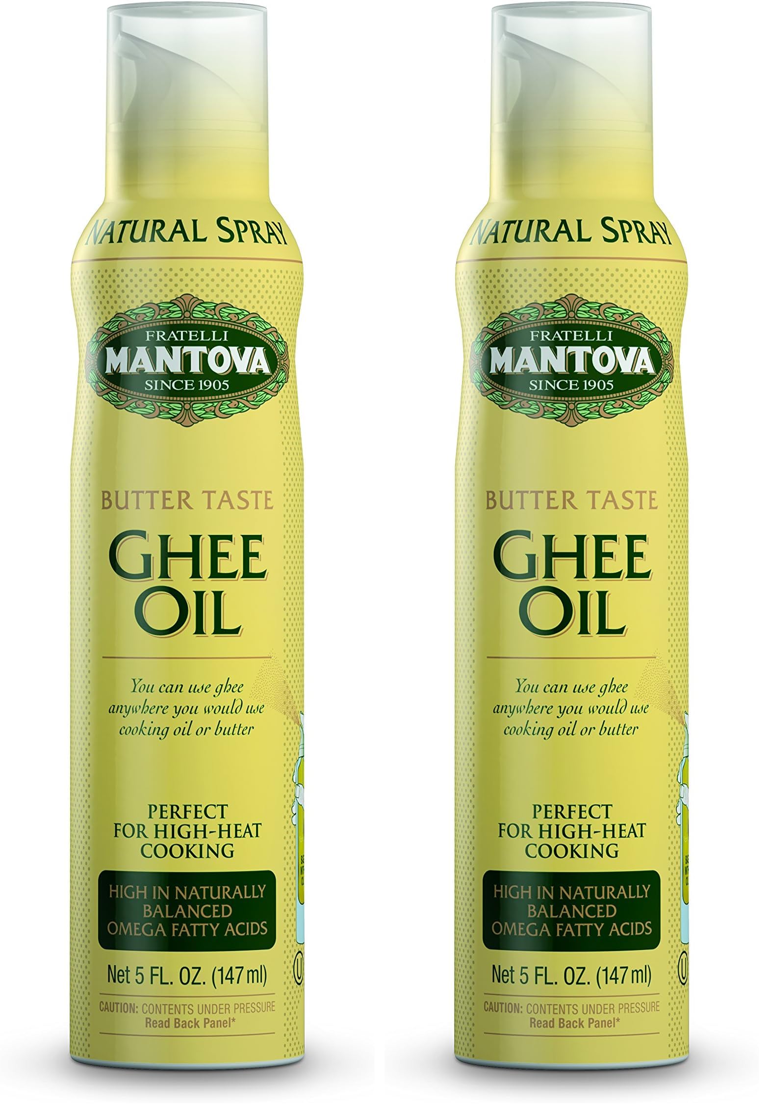 Mantova Ghee Oil, 100% Pure Cooking Oil Spray, Omega-3, perfect for Keto snacks, baking, grilling, or cooking, our oil dispenser