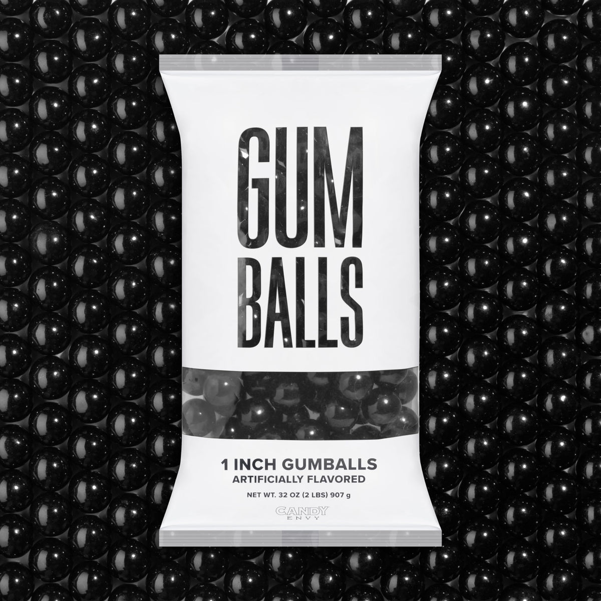 Large 1" Black Gumballs - 2 Pound Bag - Approximately 120 Gumballs Per Bag