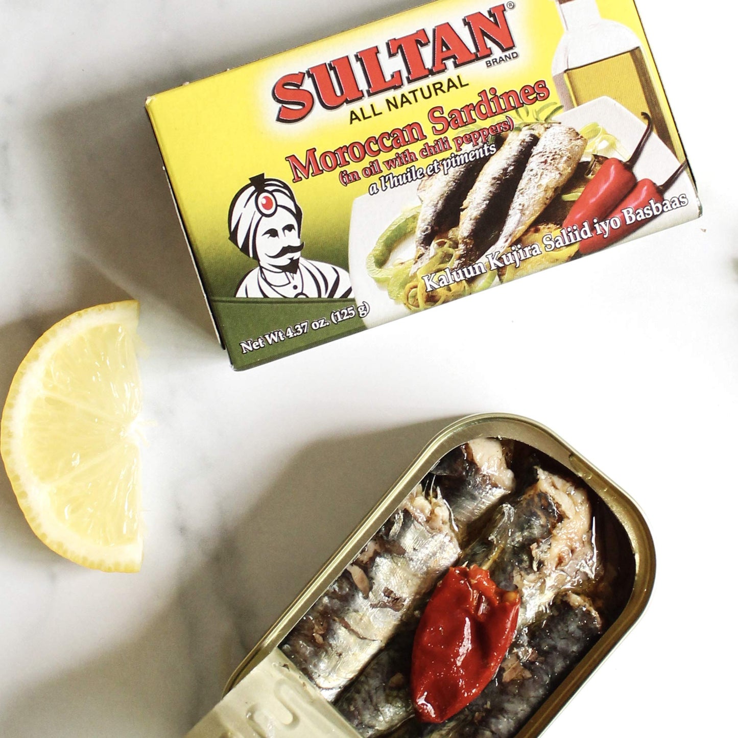 Sultan Sardines in Oil with Chili Peppers, All-Natural, High Protein, 4.4oz (Pack of 5)