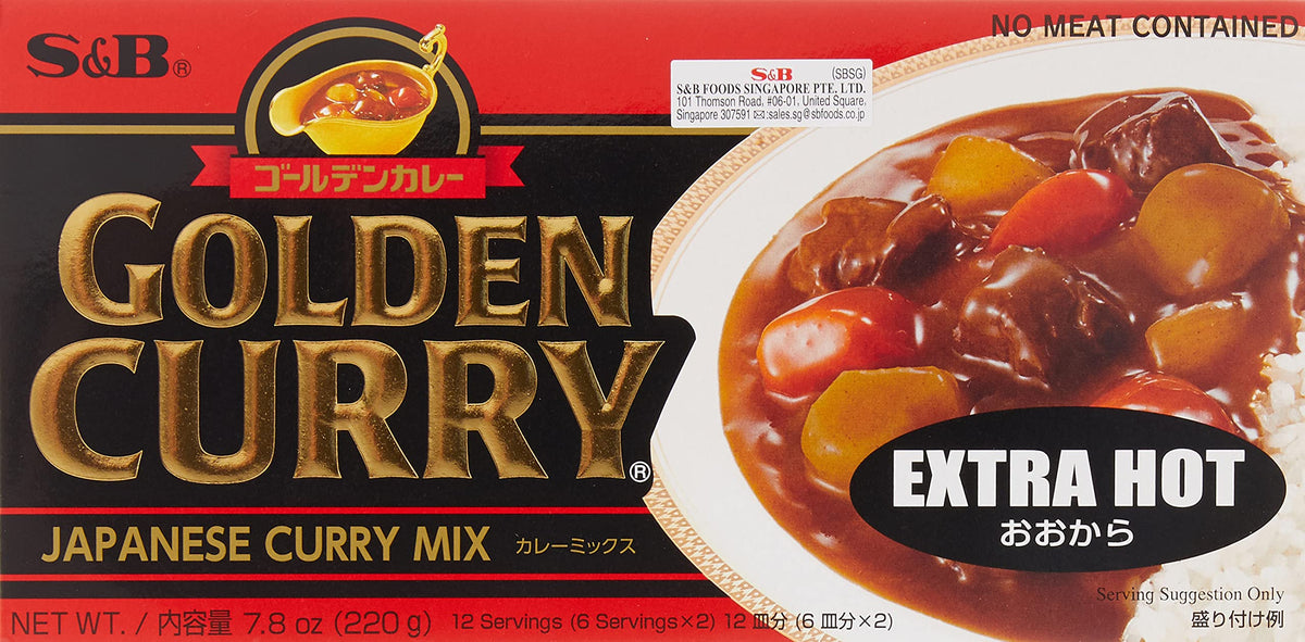 S&B Golden Curry Sauce Mix, Extra Hot, 7.8 Ounce