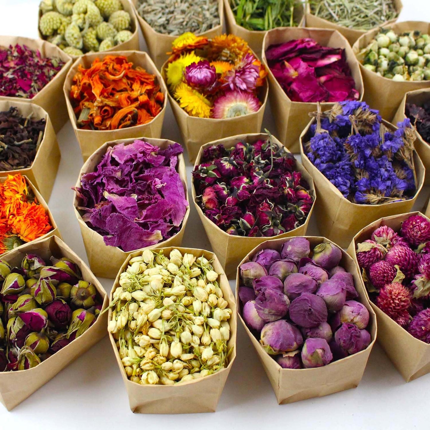 Oameusa Organic Dried Flowers Tea - 20 Pack, 0.28oz - Gluten-Free, Non-GMO, Caffeine-Free, Includes Lemon, Lavender, Pink Rose, Jasmine