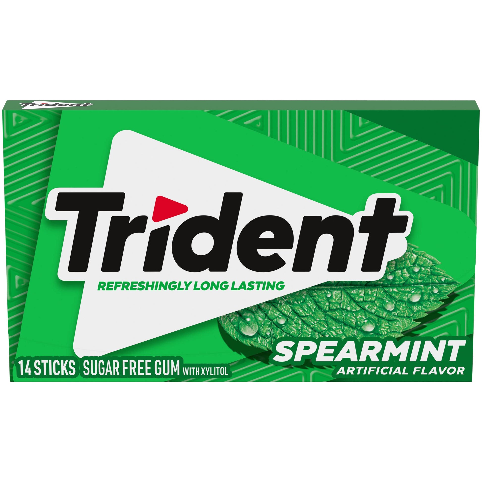 Trident Spearmint Sugar-Free Chewing Gum, 14 Count, Green, Model 120475